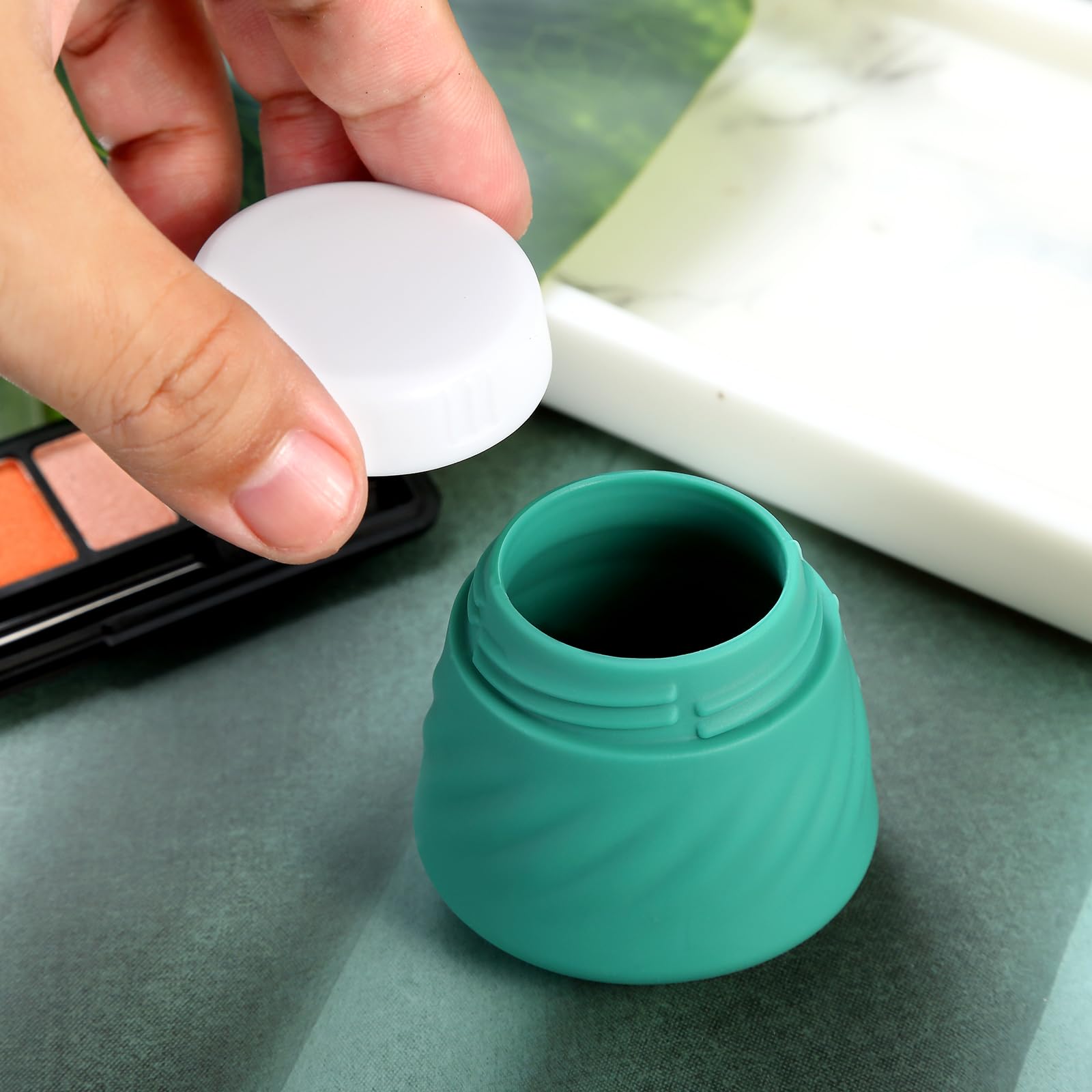 Gemice Travel Containers For Toiletries, Silicone Cream Jars Tsa Approved Travel Size Containers With Clear Bag, Leak-Proof Trav