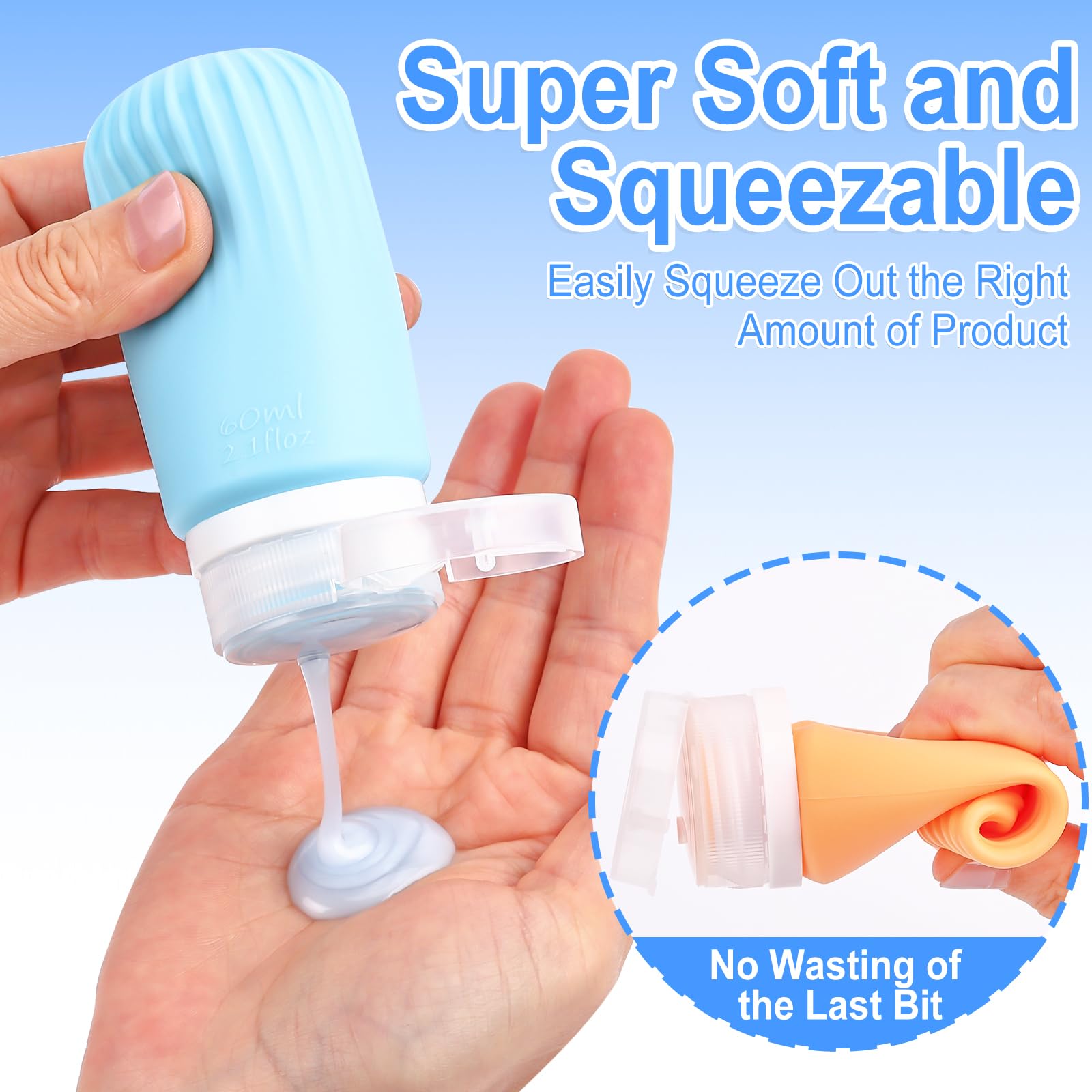 28 Pack Travel Bottles Set For Toiletries, Leak Proof Tsa Approved Travel Size Containers Squeezable Silicone Travel Essentials