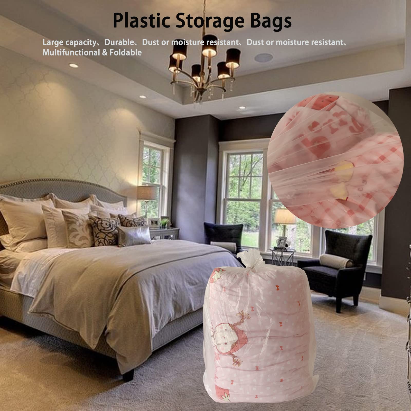 20 Pack 24 * 35 Inches 1.6 Mil Large Flat Clear Dustproof Moistureproof Plastic Storage Bags,Perfect For Blanket, Duvets, Clothe