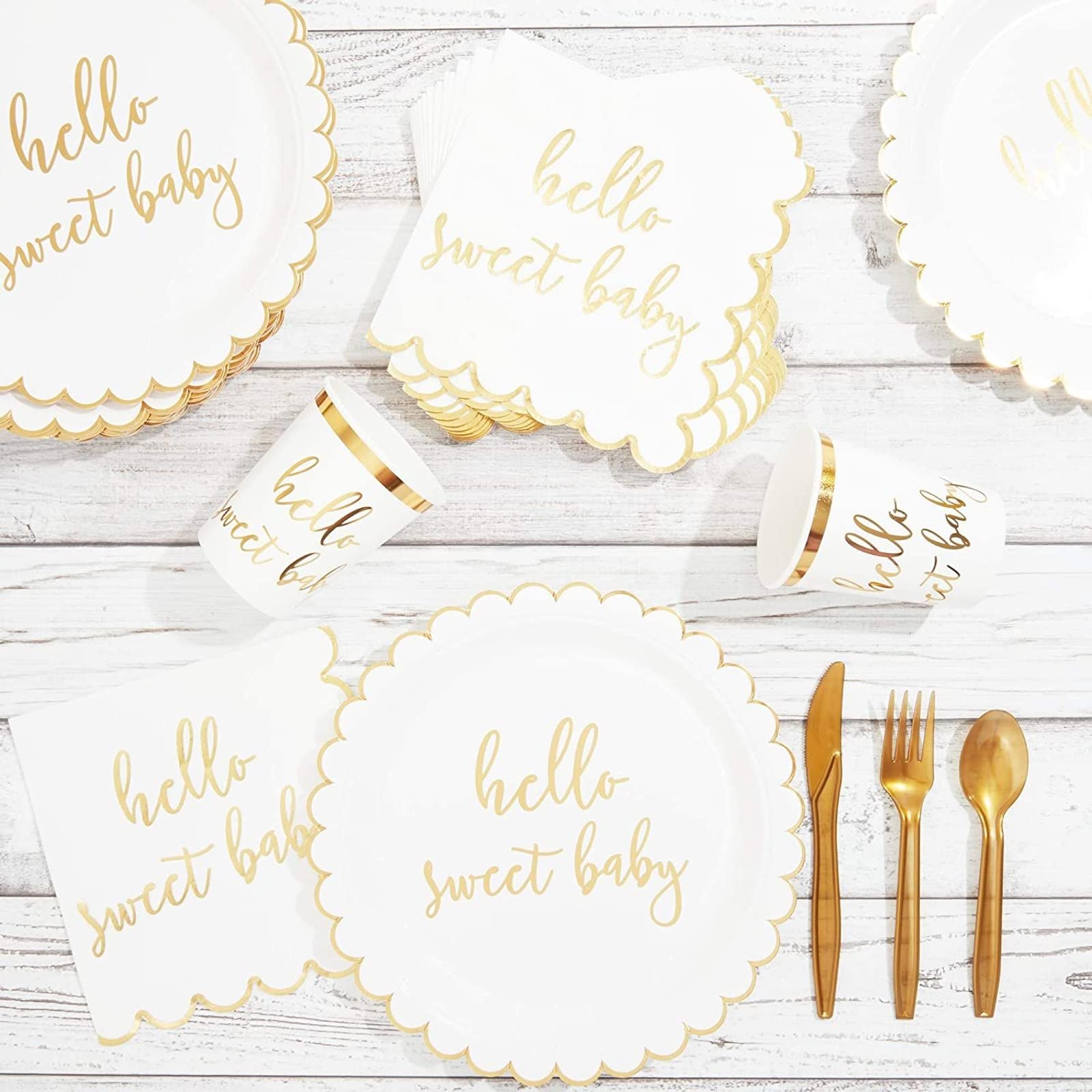 Sparkle And Bash 48 Pack Of Hello Sweet Baby Paper Plates For Baby Shower (9 Inches)
