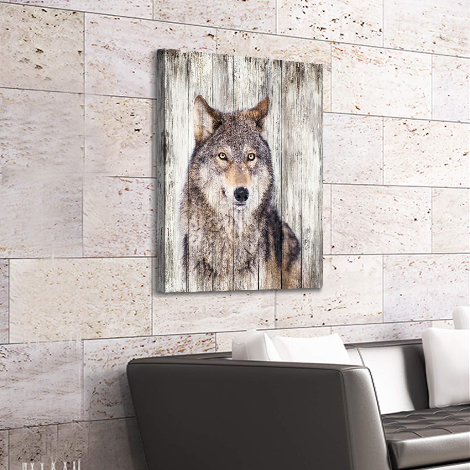 Hardy Gallery Gray Wolf Wall Art Print: Wild Animal Artwork Painting Picture On Canvas For Living Room Decor (24'' X 18'')