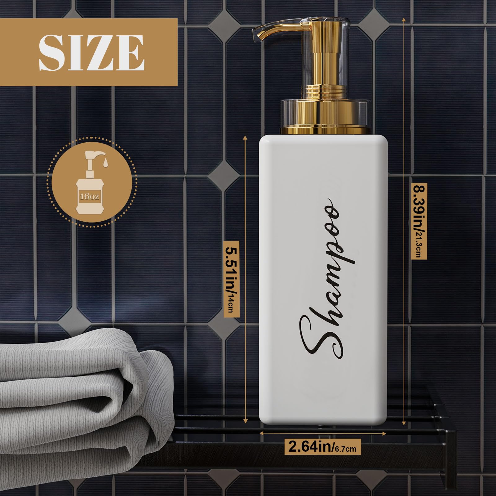 Akalin Shiny Shampoo And Conditioner Dispenser 16Oz, Set Of 3 Refillable Shampoo And Conditioner Bottles With Pump, 3 Clear Body