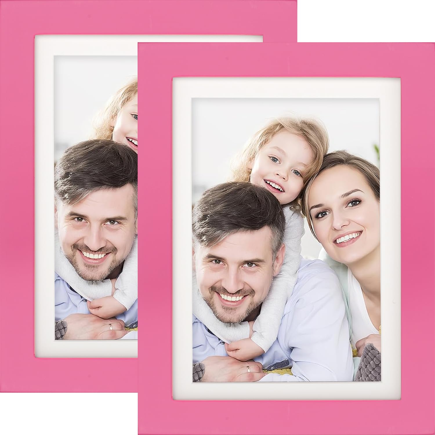 Picture Frames 5x7 2 Pack Made of Solid Wood Pink for Wall Mounting and Tabletop Display