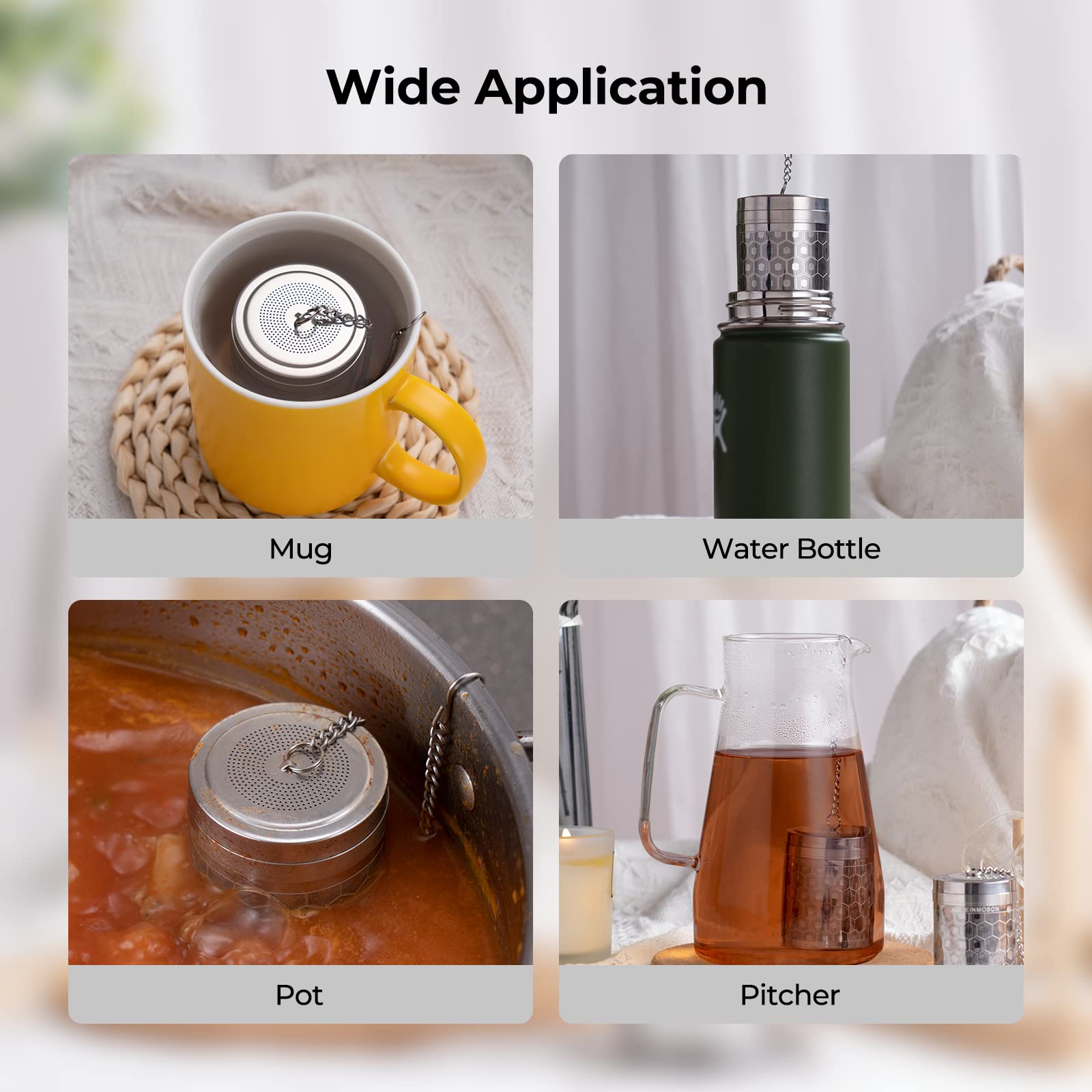 2 Pack Reinmoson Large Tea Infuser For Loose Tea & Spice Infuser For Cooking, Extra Fine Mesh Large Tea Strainers For Loose Tea,