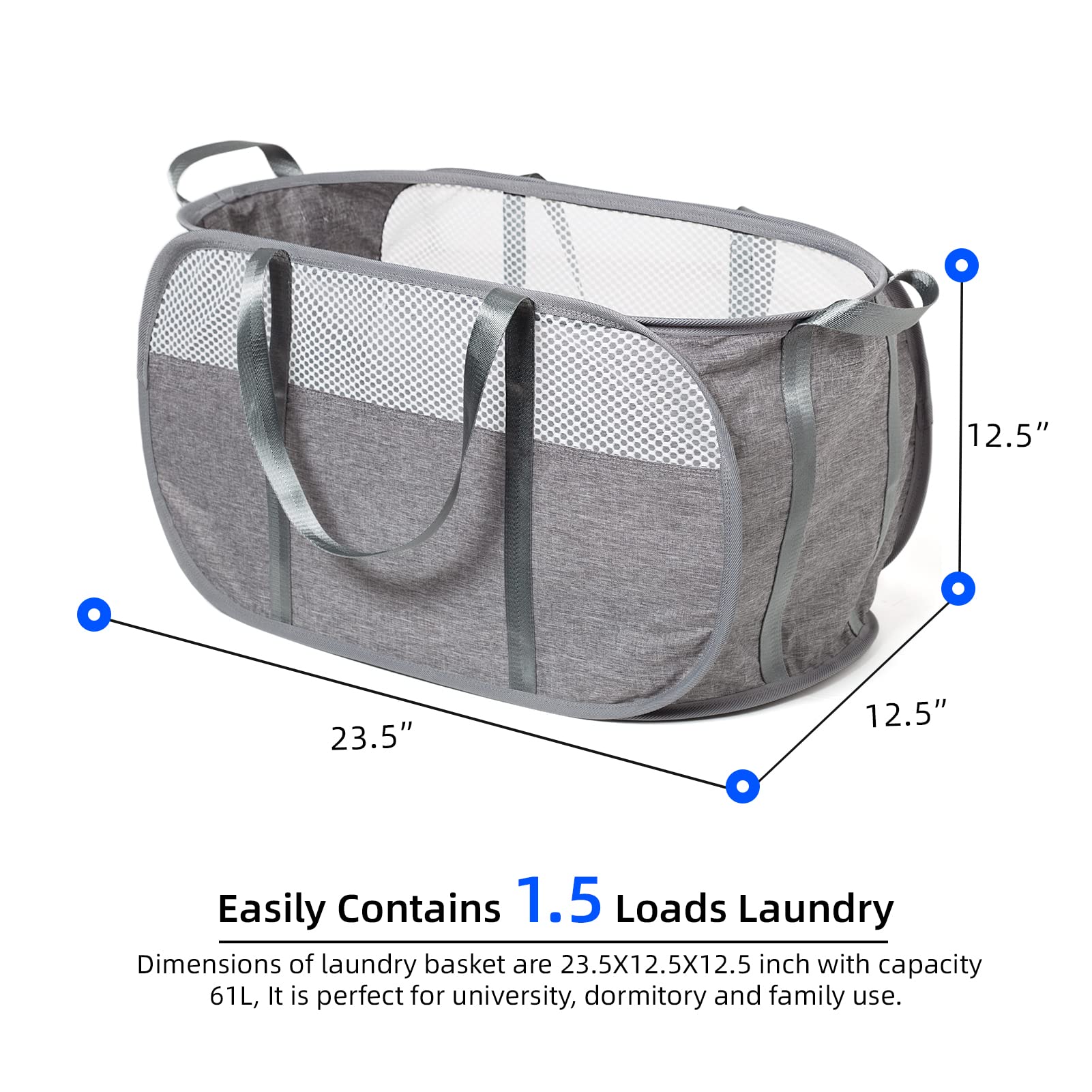 Fenlosi Tear Proof Pop Up Laundry Hampers, With Strong Handles Laundry Hamper, Easy To Carry & Go Up And Down Stairs, Honeycomb