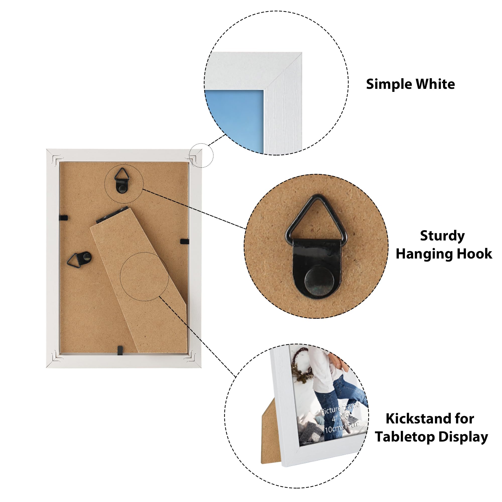 Edenseelake 4x6 Picture Frame Set of 15, White Bulk Picture Frame 4 by 6 for Wall or Tabletop Display