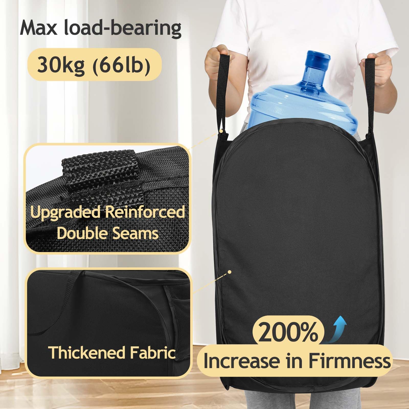 2024 Upgraded Oxford Pop-Up Laundry Hamper, 70L(18.5 Gal) Quality Laundry Basket With Durable Handles Solid Bottom High Carbon S