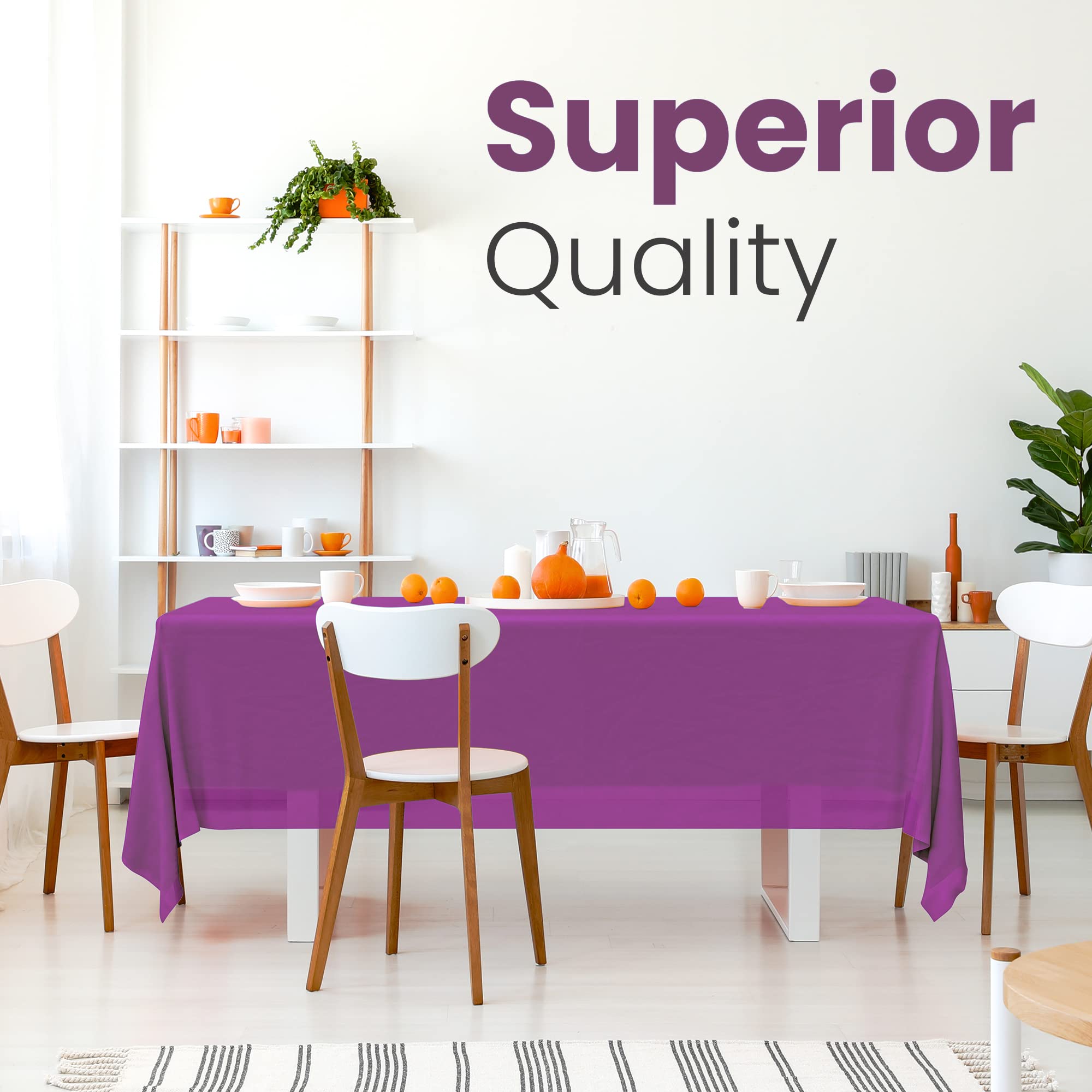 14 Pack Premium Purple Plastic Tablecloth - 54 X 108 In. Disposable Rectangle Plastic Table Cloth - Decorative Rectangle Table C