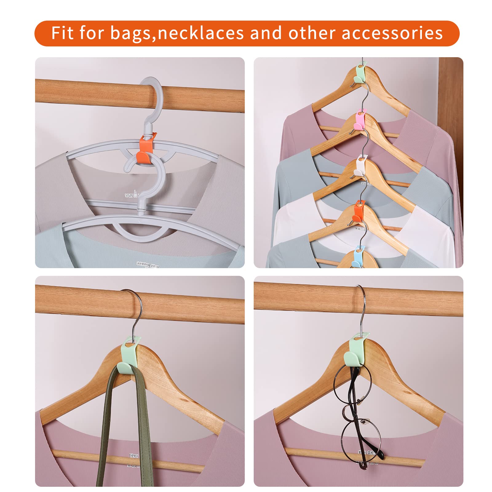 SLMT Clothes Hanger Connector Hooks 200PCS Space Saving Hanger Extender Hooks Closet Organizer for Plastic Hangers Velvet Hangers Wooden Hangers Wire Hangers Heavy Duty Hangers