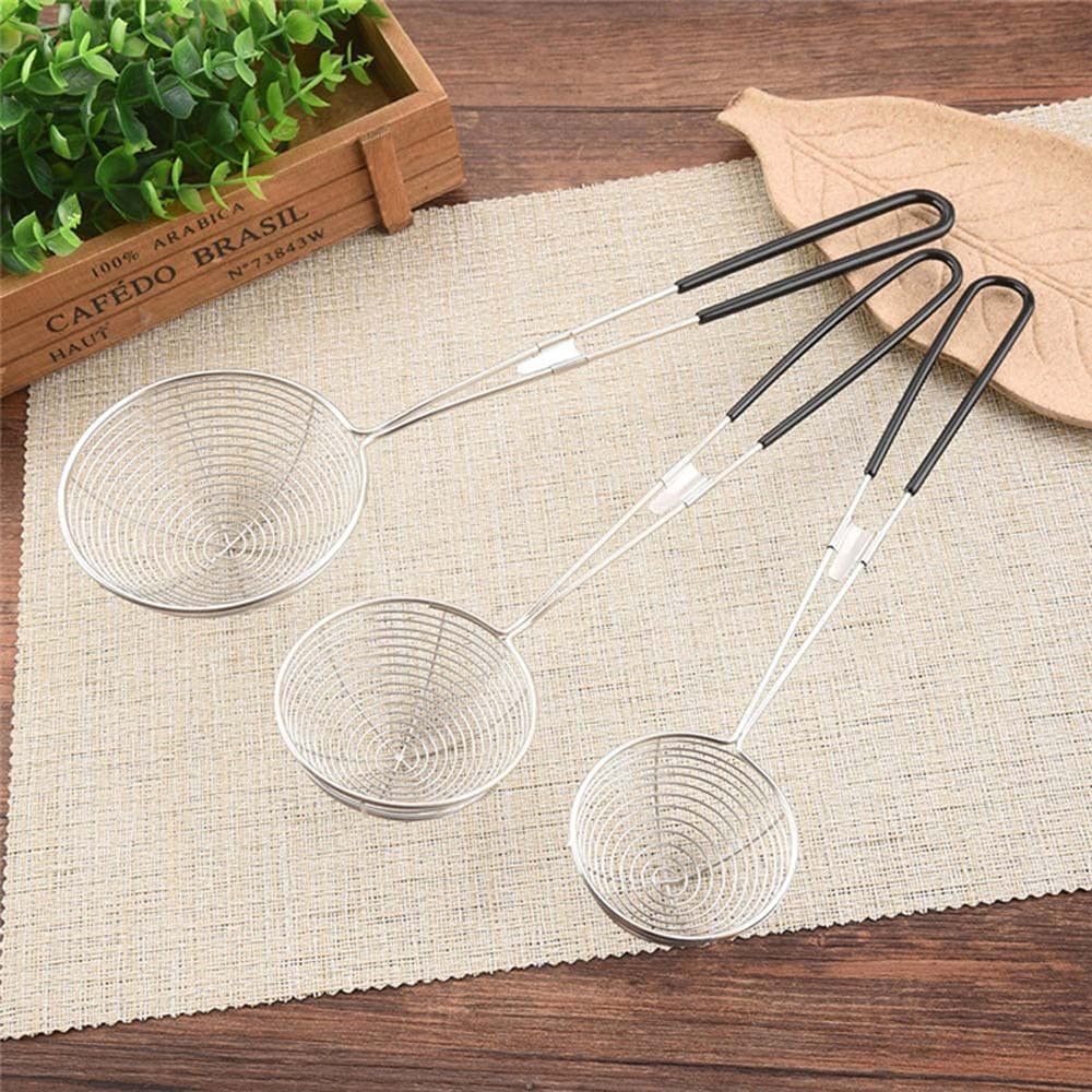 Vctitil 3Pcs Stainless Steel Round Hot Pot Strainer Set,Strainer Skimmer Spoon for Frying and Cooking,Kitchen Utensils Sifting H
