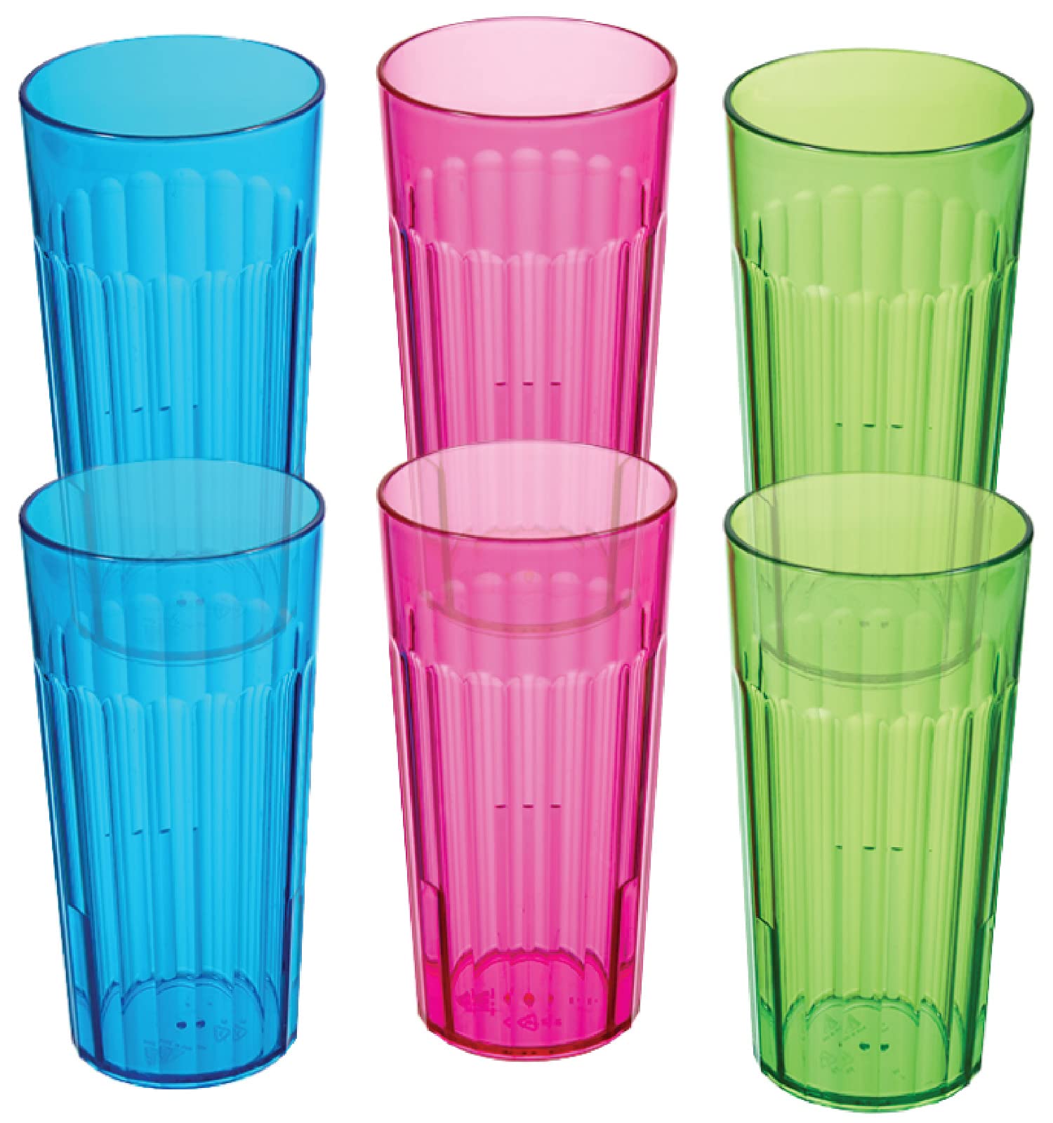 Arrow 30 oz Plastic Tumblers  6 pk (Blue, Green & Pink)  BreakResistant Drinking Glasses for Indoor & Outdoor Use  Dishwashe