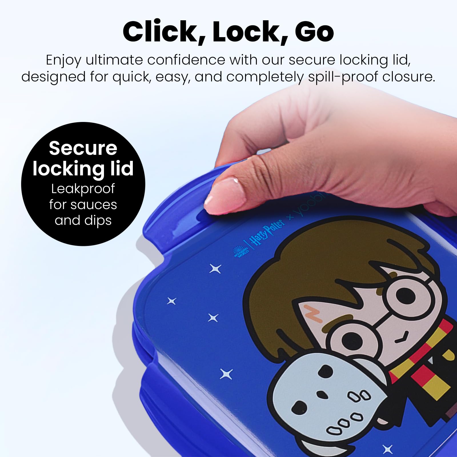 Yoobi Harry Potter X Hedwig Bento Box & Ice Pack - Fun Gift for Kids - 3 Compartment Lunch Box, Dishwasher & Microwave Safe Food