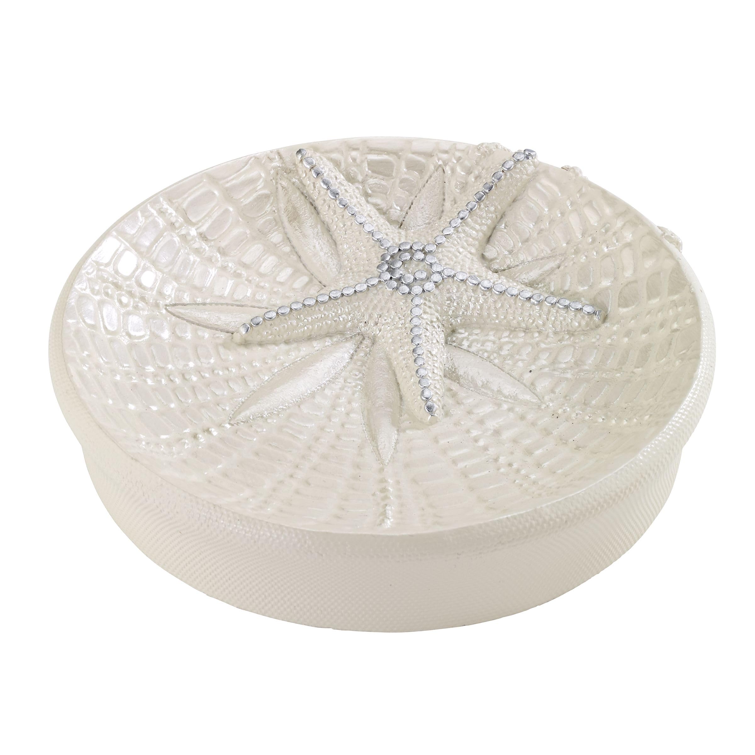 Avanti Linens - Soap Dish, Seashell Inspired Bathroom Accessories, Guest Bathroom Essentials (Sequin Shell Collection)
