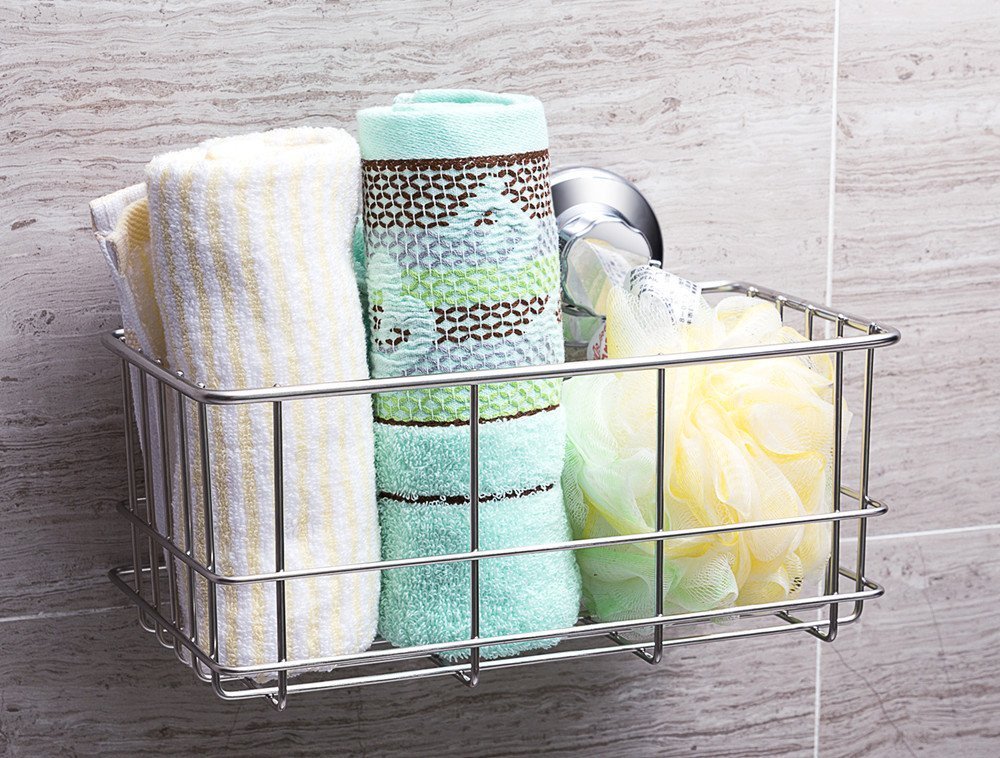 Ipegtop Suction Cup Deep Shower Caddy Bath Organizer Wall Shelf For Large Shampoo Gel Holder Bathroom Accessories Storage -Rustp