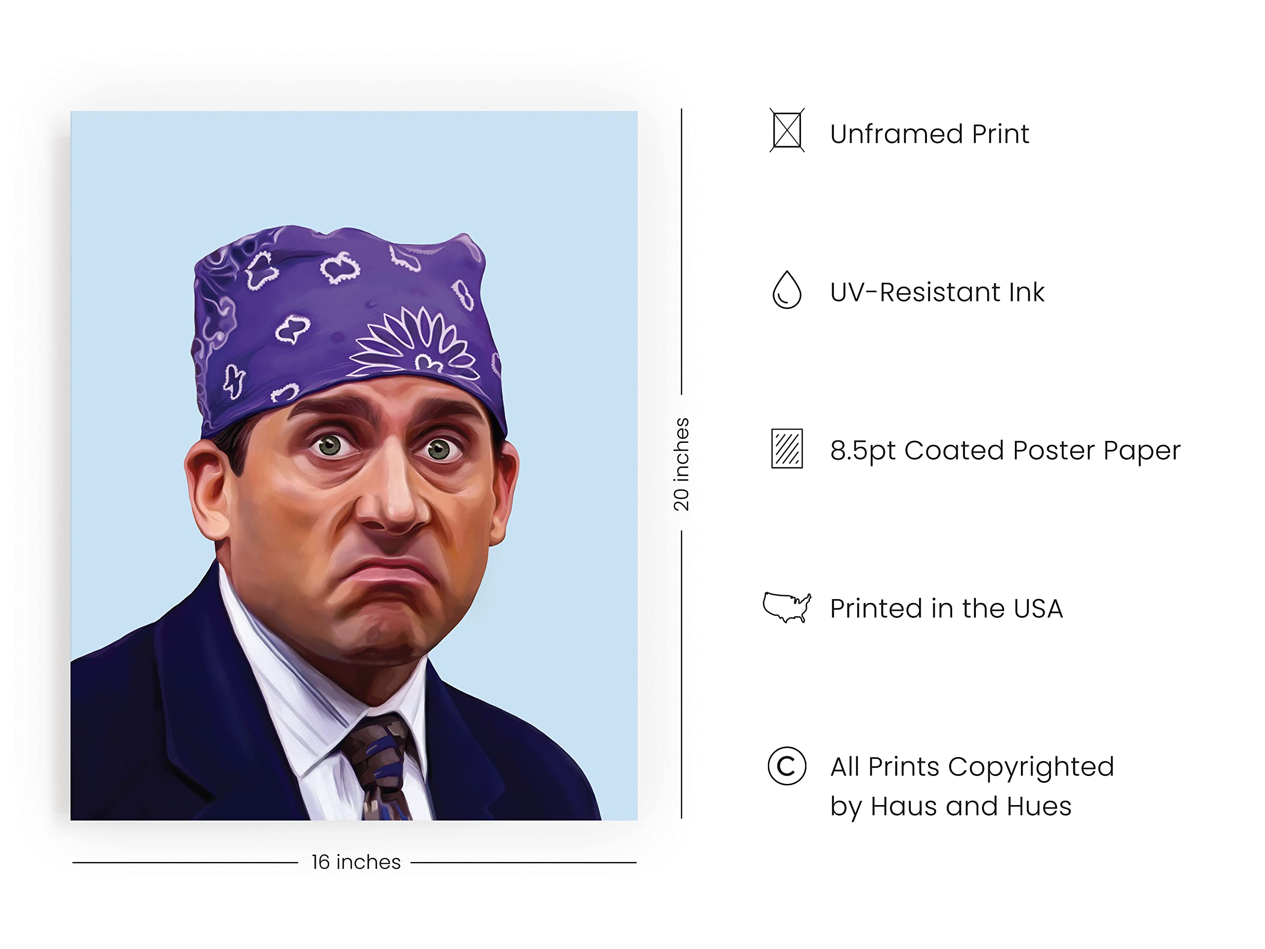 HAUS AND HUES Michael Scott Poster - The Office Wall Art, Unframed 16"x20", Prison Mike Meme Decor