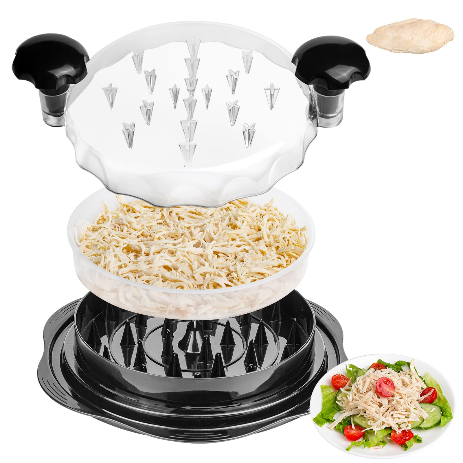 Upgrade Chicken Shredder, Chicken Breast Shredding Tool Twist Large, Meat Twister With Separate Plate, Non-Slip Bottom, Ergonomi