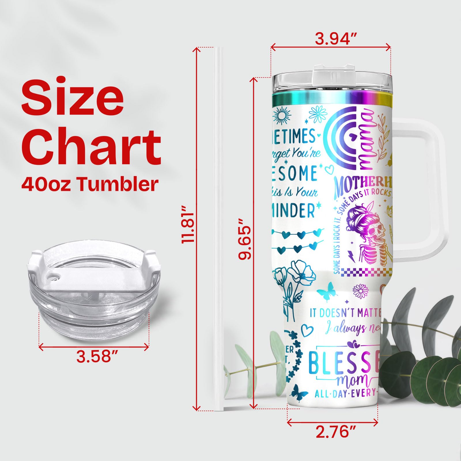 Mothers Day Gifts for Women, Mama Bear Tumbler with Handle and Straw, 40oz Mom Coffee Mug with Lid, Mama Cup Tumbler, Best Mom G