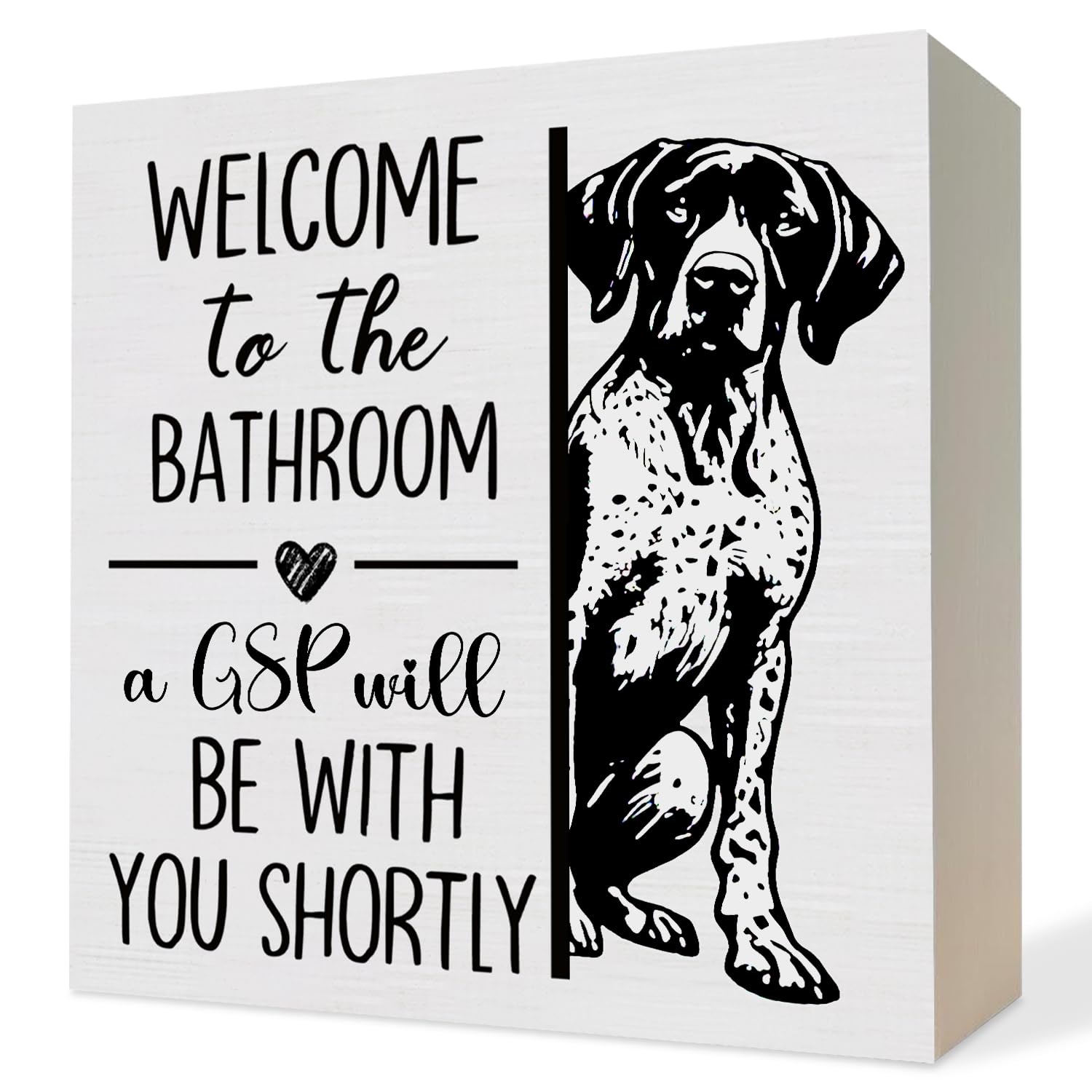 ATBWGT German Shorthaired Pointer Bathroom Wooden Box Sign, GSP Dog Bathroom Decor, German Shorthaired Pointer Gifts Wood Block 