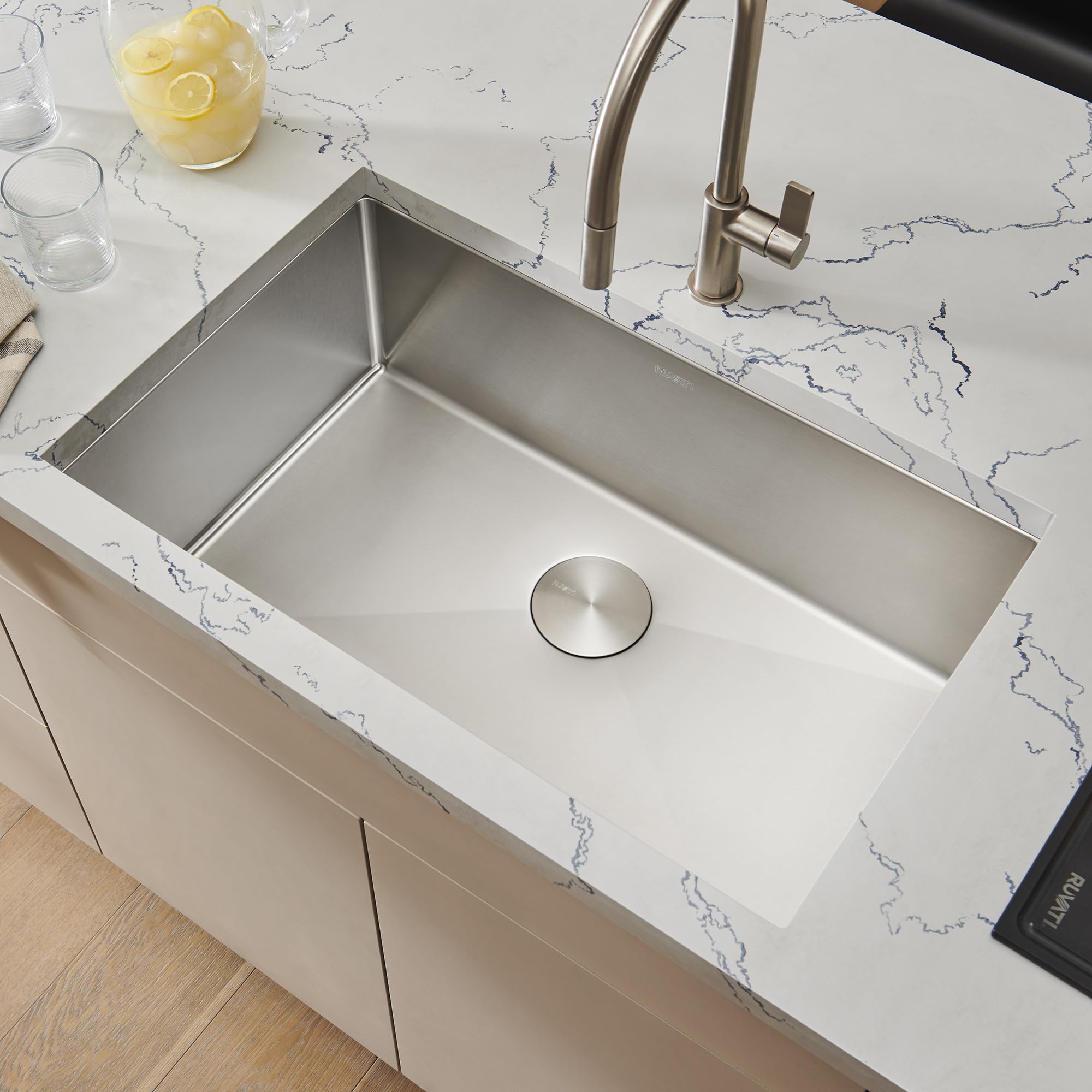 Ruvati 35-Inch Undermount 16 Gauge Rounded Corners Large Kitchen Sink Stainless Steel Single Bowl - Rvh7466