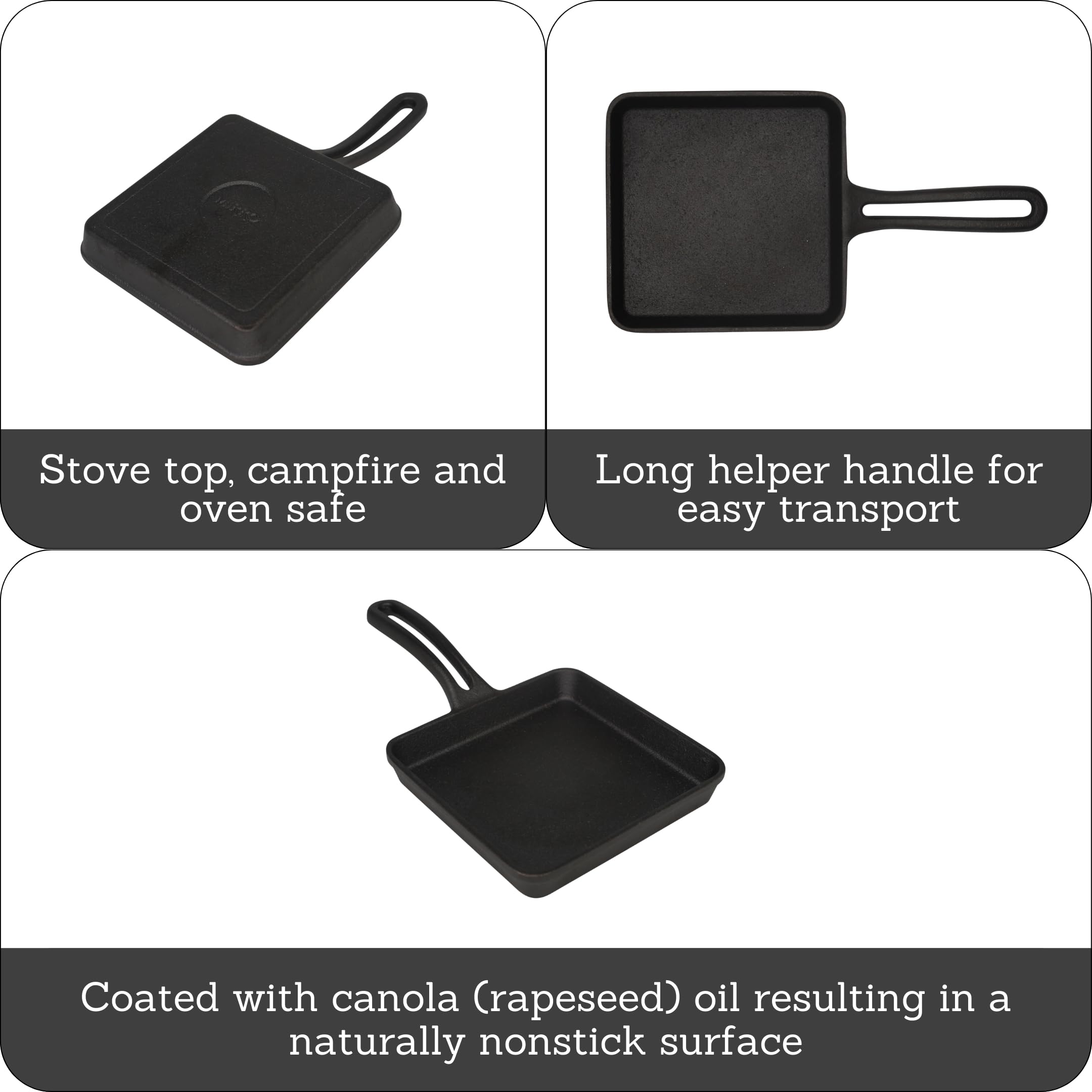 Mirro 5In Cast Iron Preseasoned Mini Grill