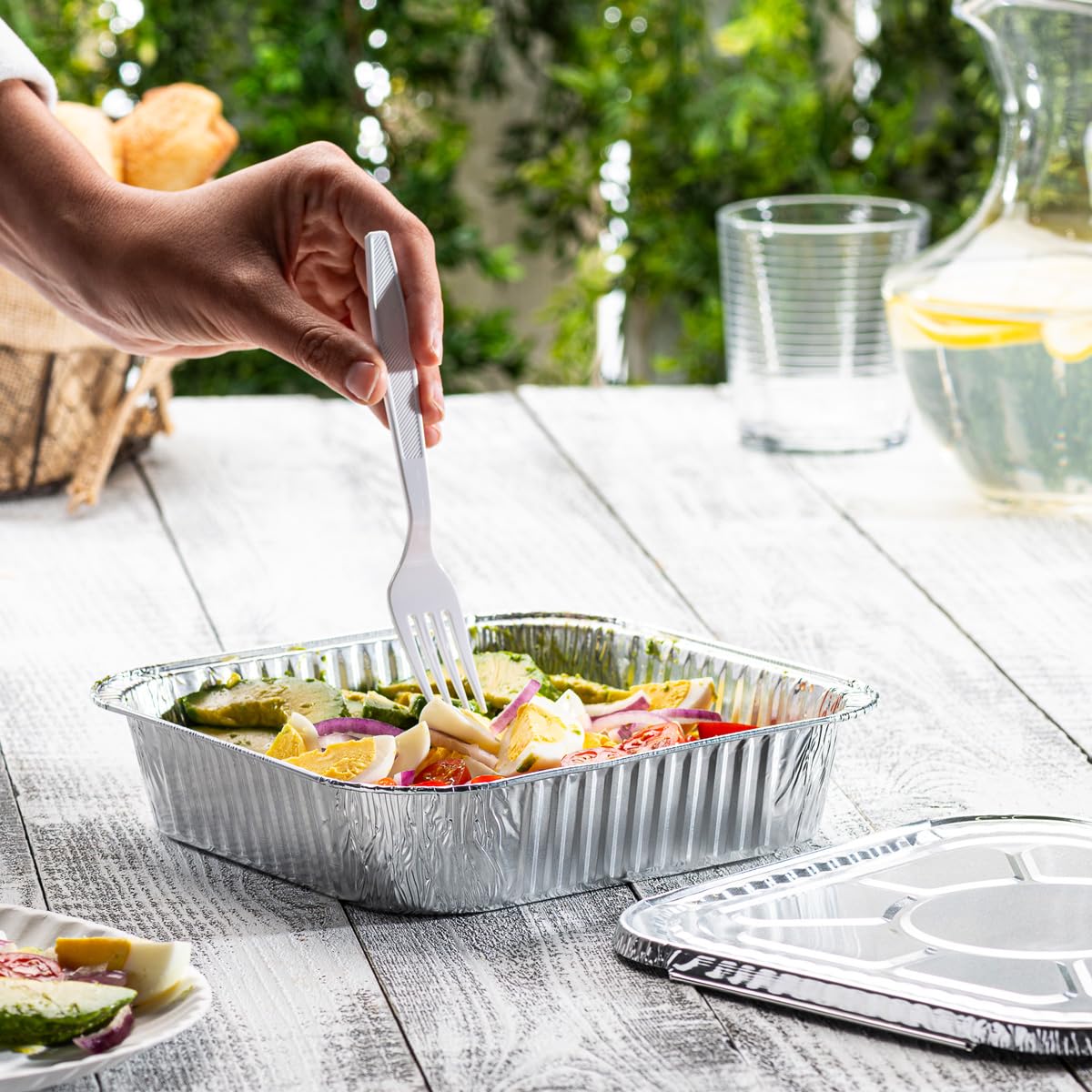 Comfy Package, 50 Count 8-Inch Square Cake Pans (Lids Not Included) - Disposable Aluminum Foil Pans For Baking, Cooking, Heating