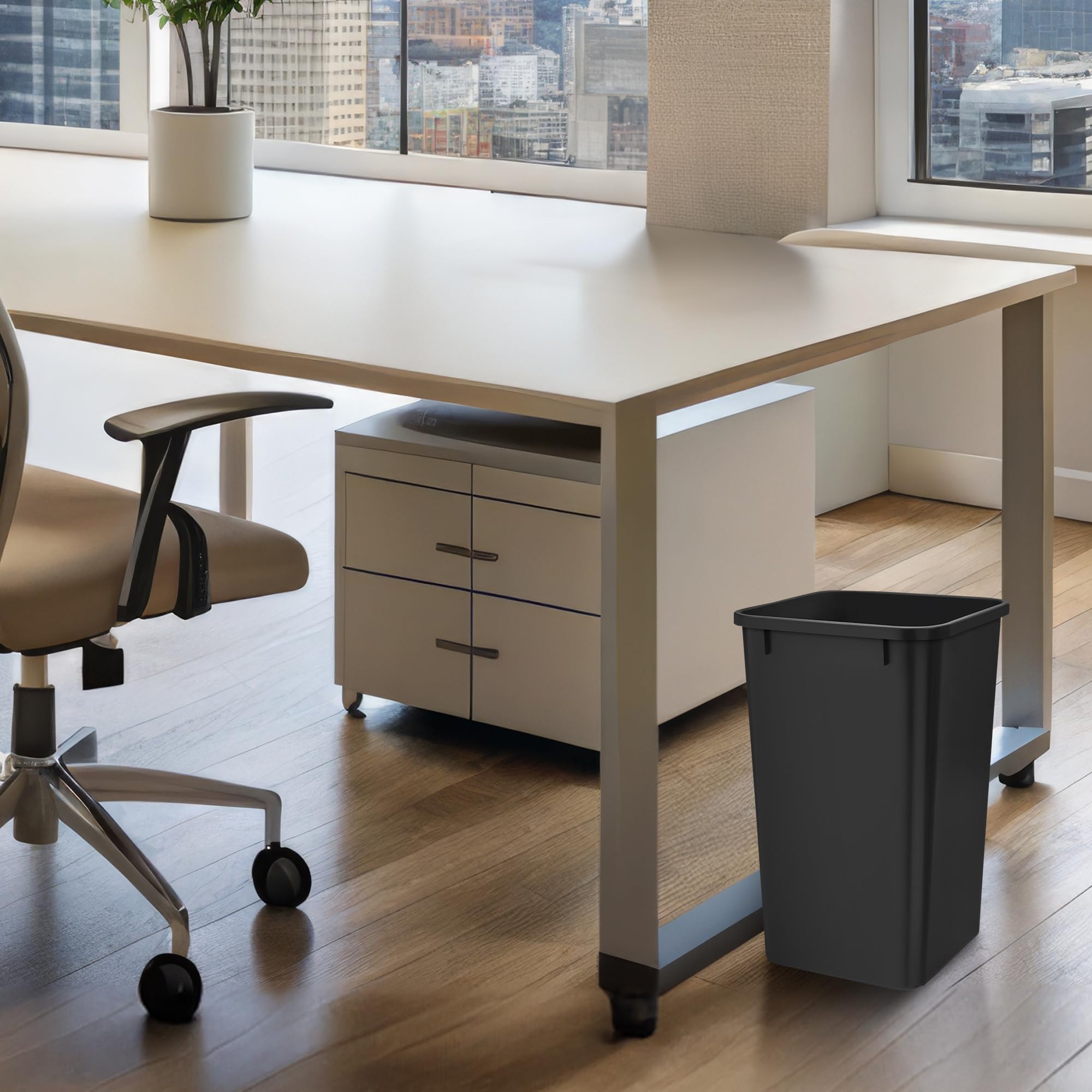 Rev-A-Shelf 27 Quart Trash Bin, Black Plastic Recycling Container, Model RV-1024-18-2, 2 Pack for Kitchen Cabinet Pullouts