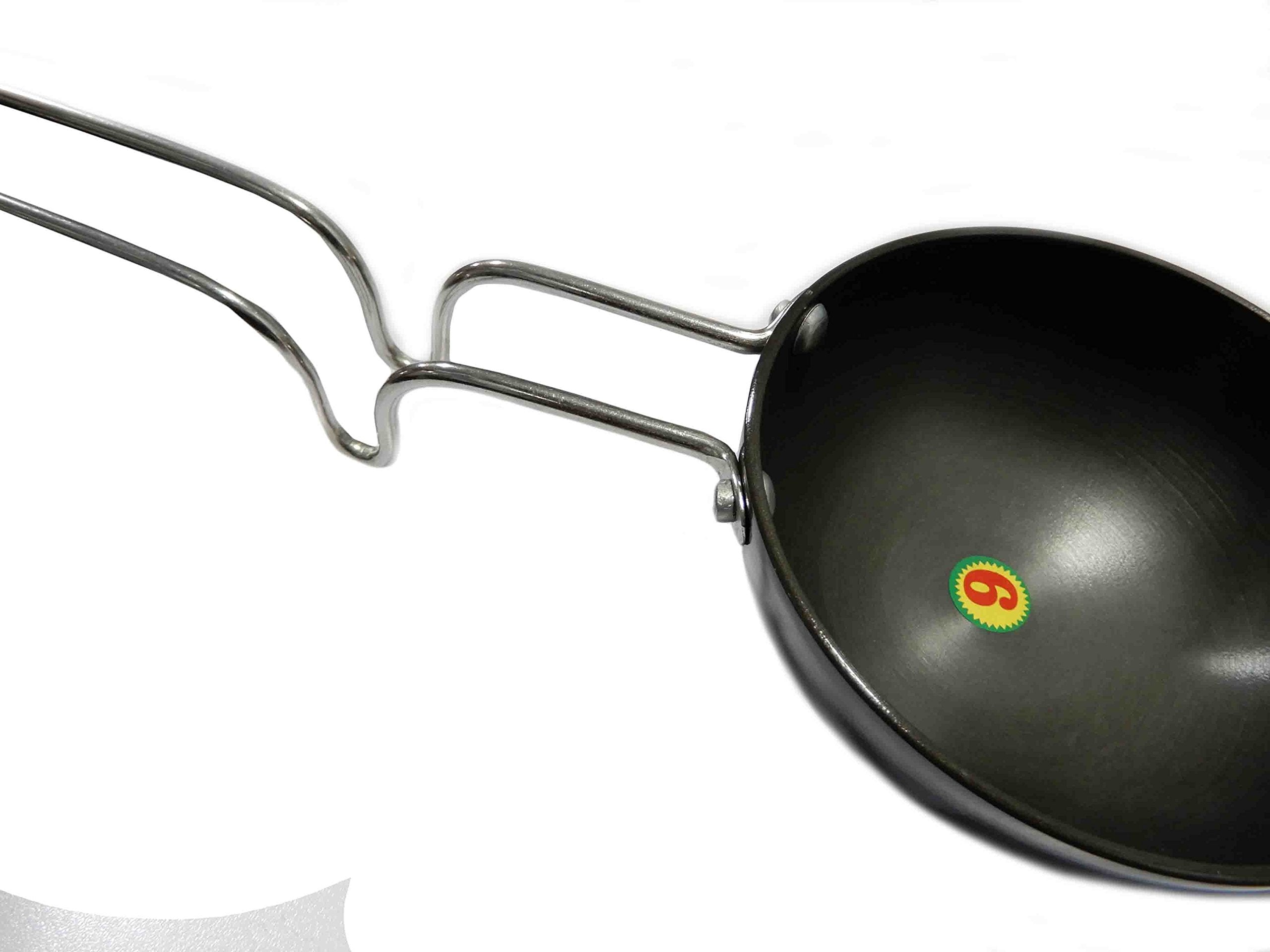 Whopperonline Essential Non-Stick Hard Anodized Tadka Frying Pan With Wire Handle, Spice Heating Pan, Temper Pan - Black, 11 Inc