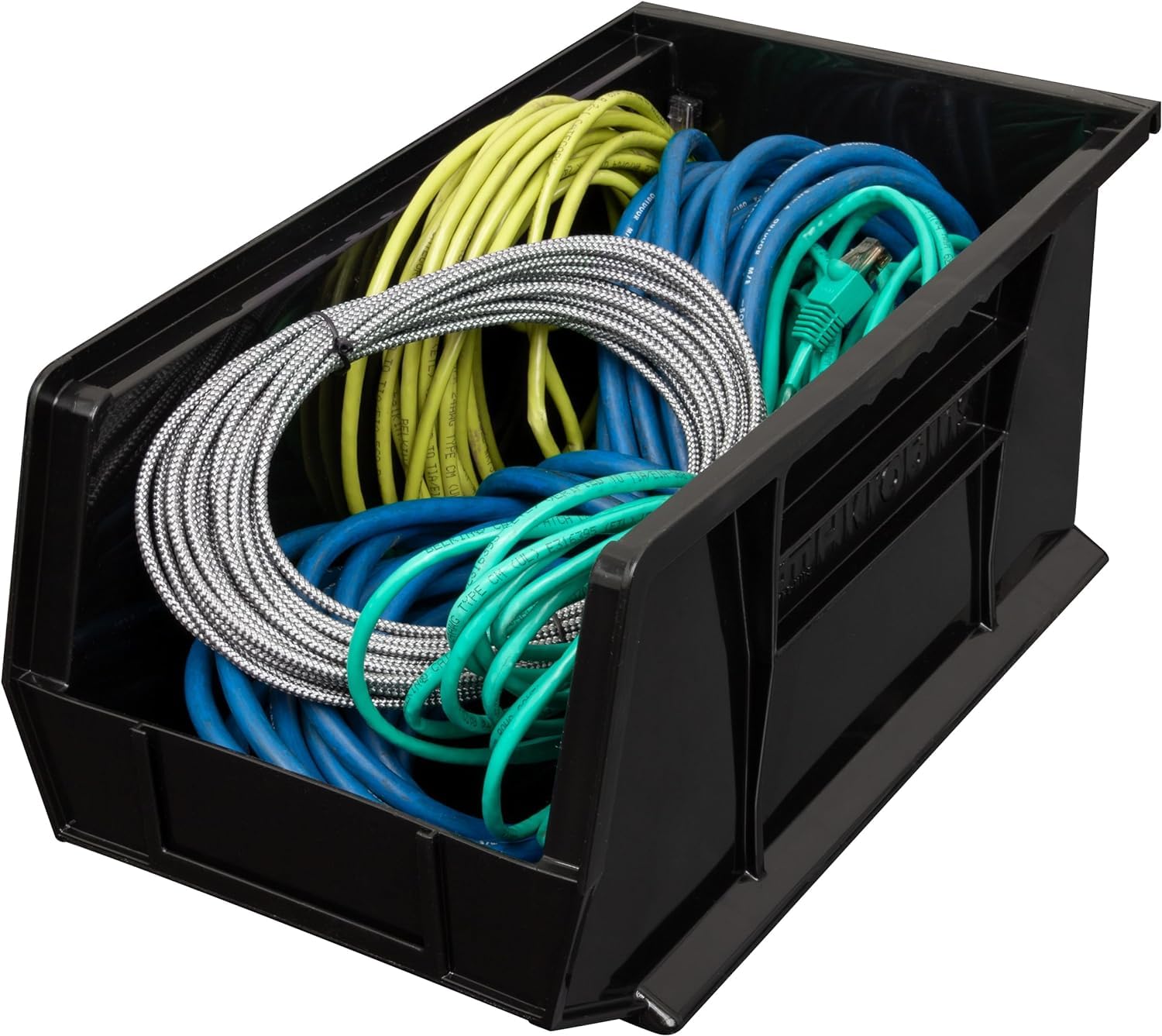 Akro-Mils Akrobins 30240 Plastic Hanging Stackable Storage Organizer Bin, 15-Inch X 8-Inch X 7-Inch, Black, 12-Pack