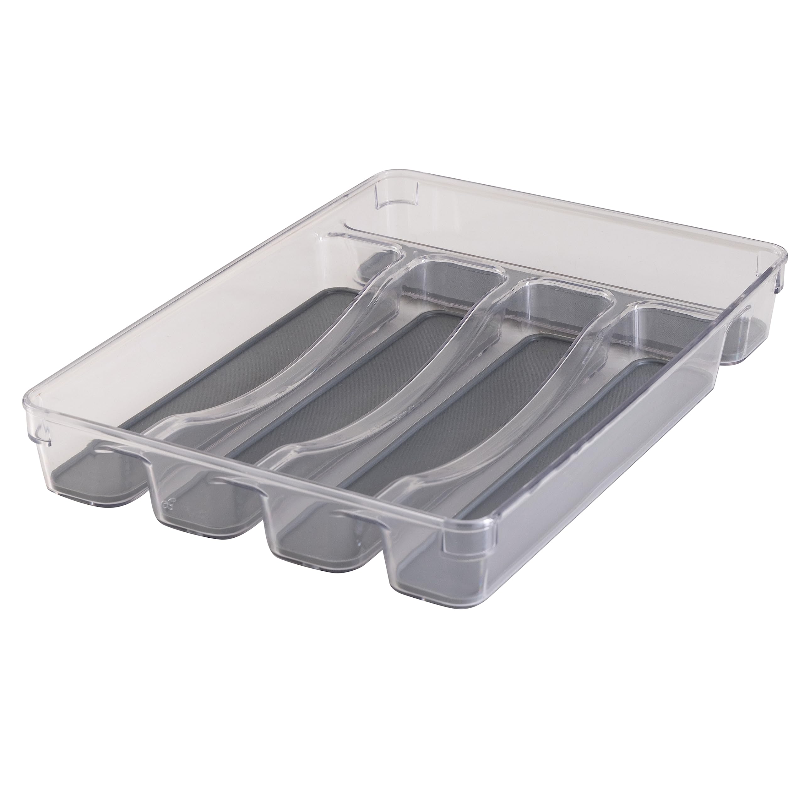 Kitchen Details Utensil and Cutlery Drawer Organizer, 5 Compartment, Clear Plastic, Model 23195