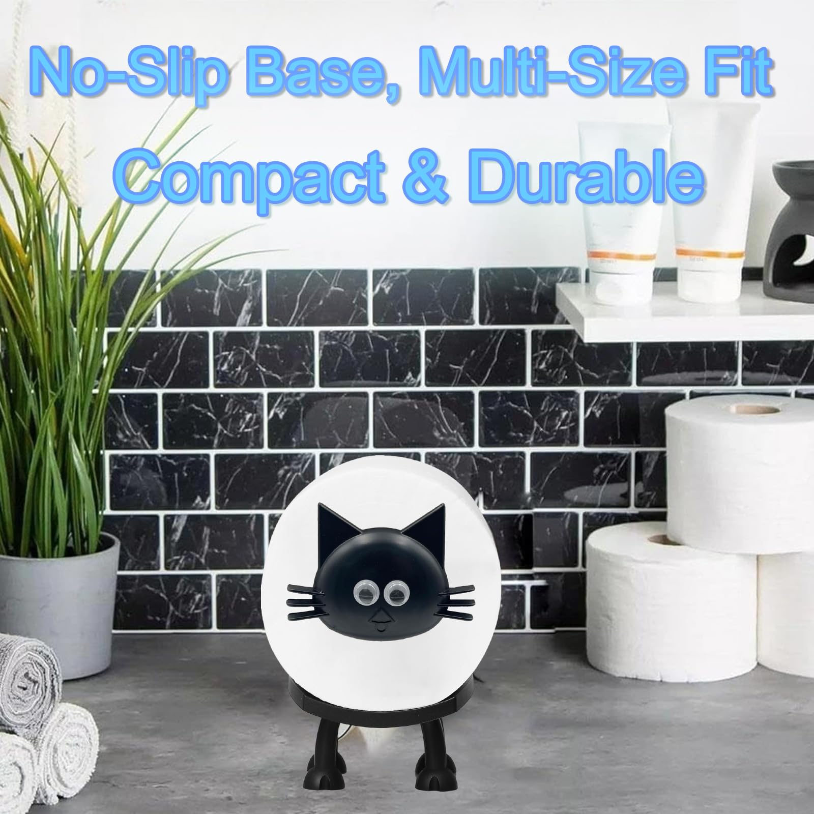 Cat Toilet Paper Holder, Black Self Standing Bathroom Set, Funny Bathroom Office Decor, Perfect Bathroom Accessories Paper Towel