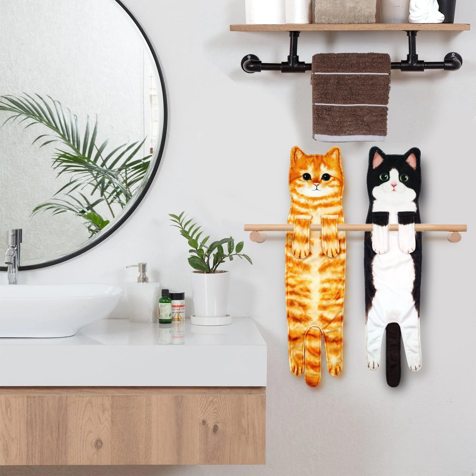 Openhahaha Cat Hand Towels for Bathroom Funny Cat Towels Kitchen Decorative  Cat Towel Absorbent Soft  Cat Gifts for Women/Cat Lovers