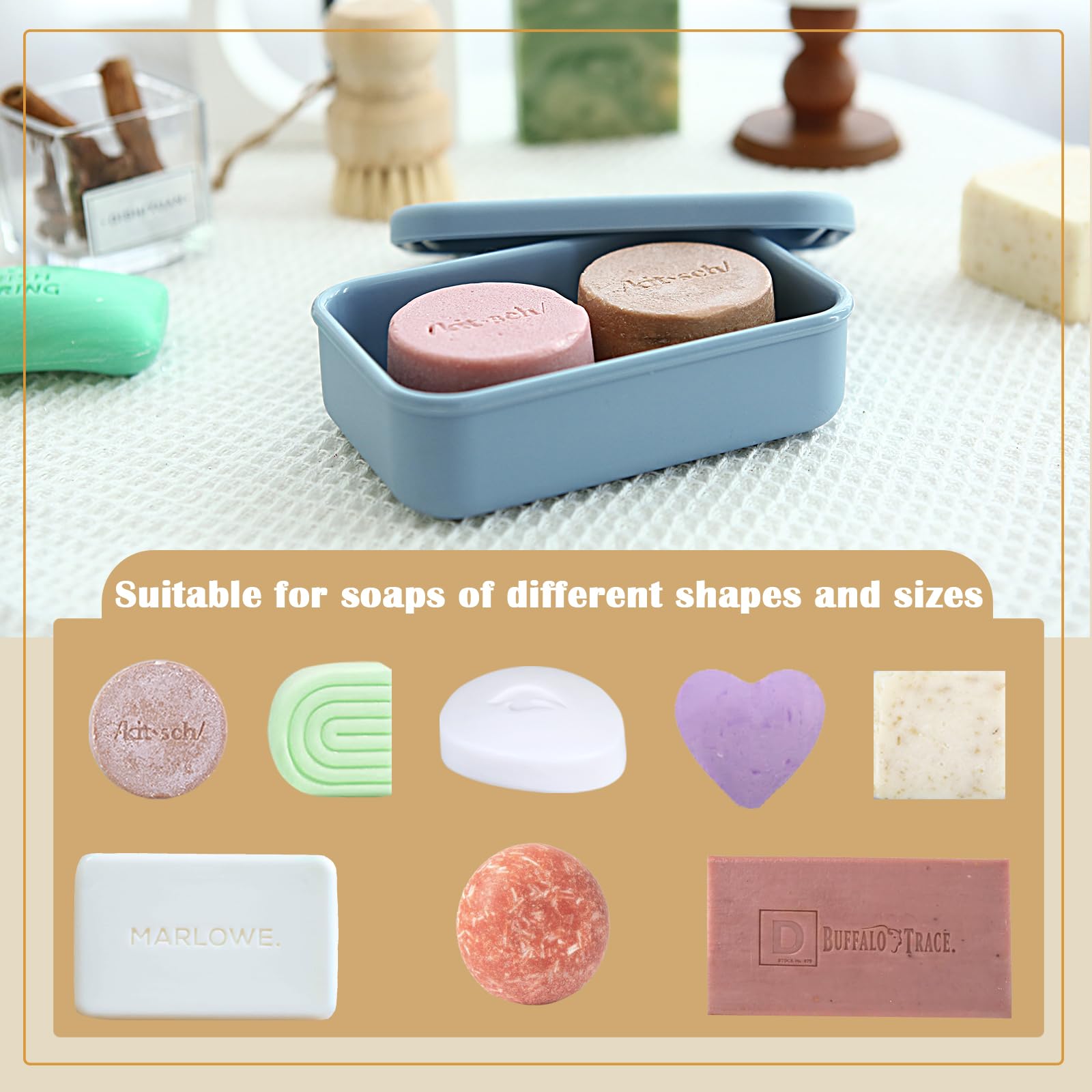 Titati Large Travel Soap Container, Shampoo Bar Case, Silicone Soap Holder With Drainage Tray, Portabel Travel Soap Case For Sho
