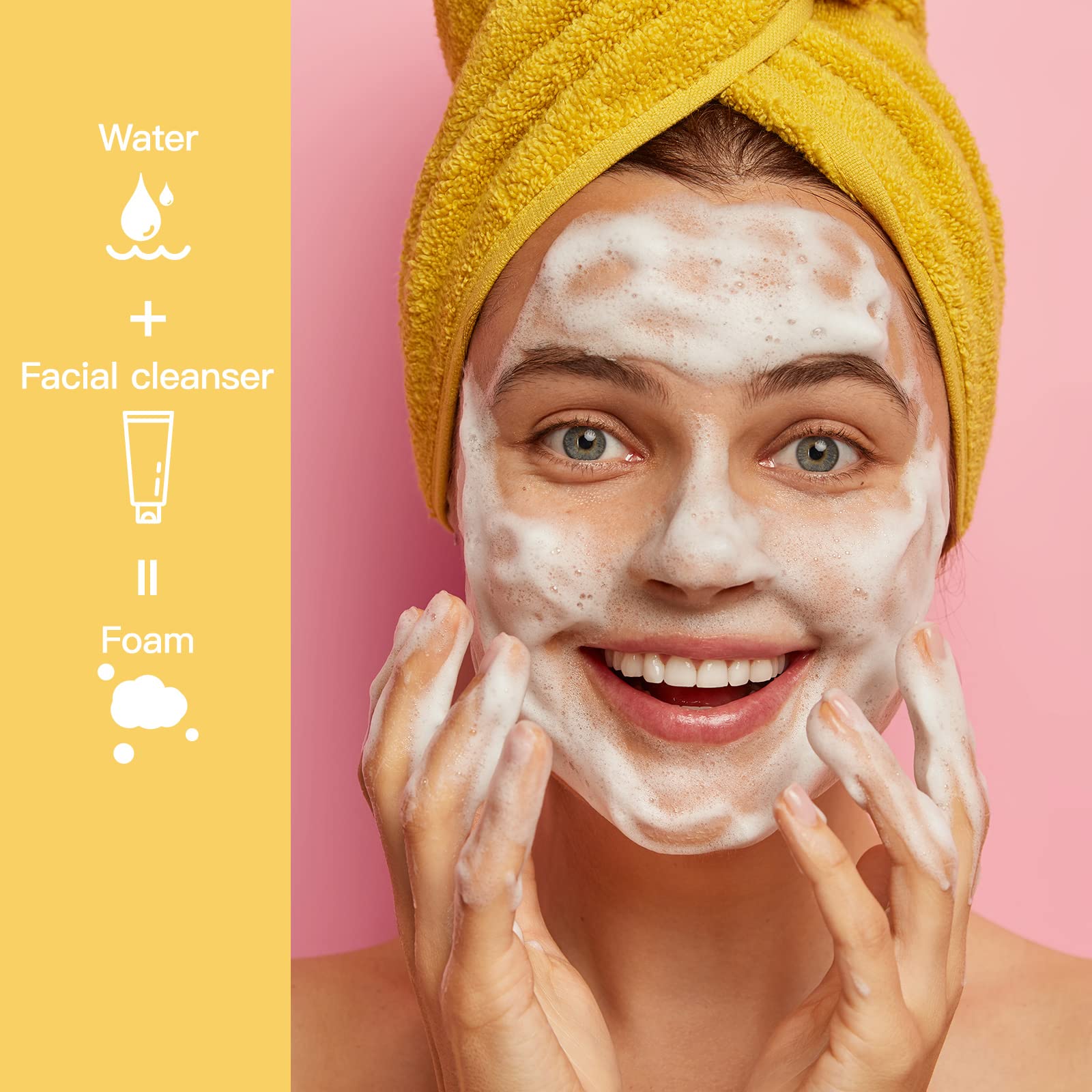 Tekson 10Pcs Soap Foam Bottle (2 Oz), Empty Travel Foaming Lash Shampoo For Cleanser, Dispenser (Yellow Pump)