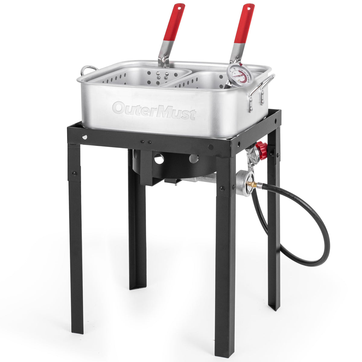 Outermust 58,000 Btu Propane Deep Fryer, 18 Qt. Deep Fryer Pot And 2 Inner Baskets, Ideal For Frying Fish, Chicken Wings, French