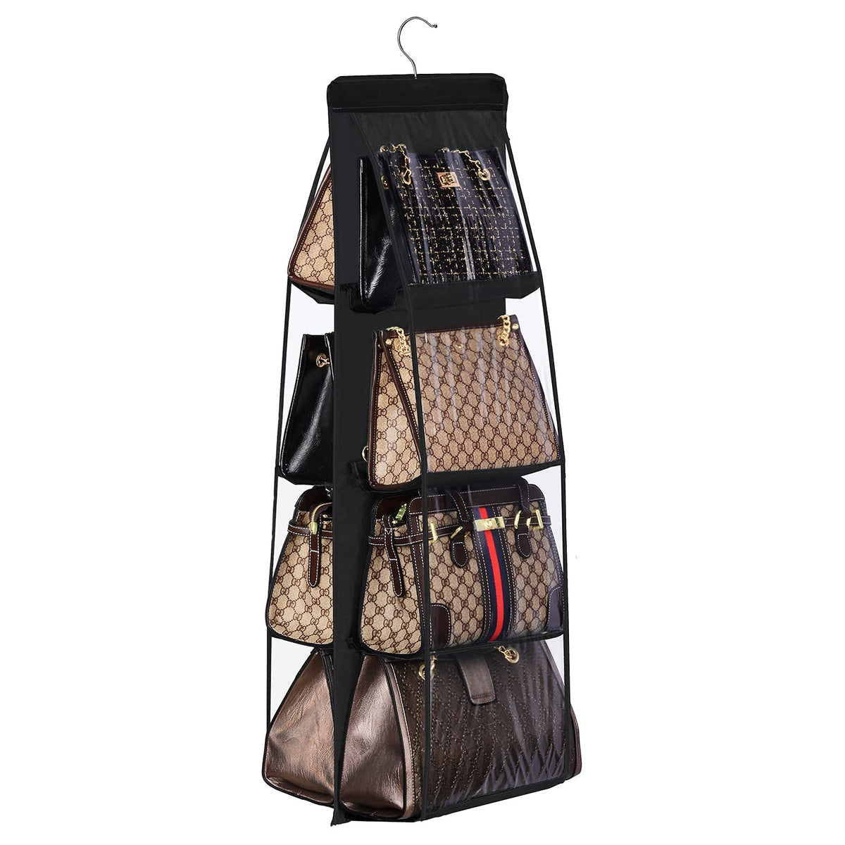 Lirex Handbag Hanging Organizer, 8 Pocket Purse Storage Hanger Oxford Cloth Closet For Family Closet Bedroom, Foldable And Unive