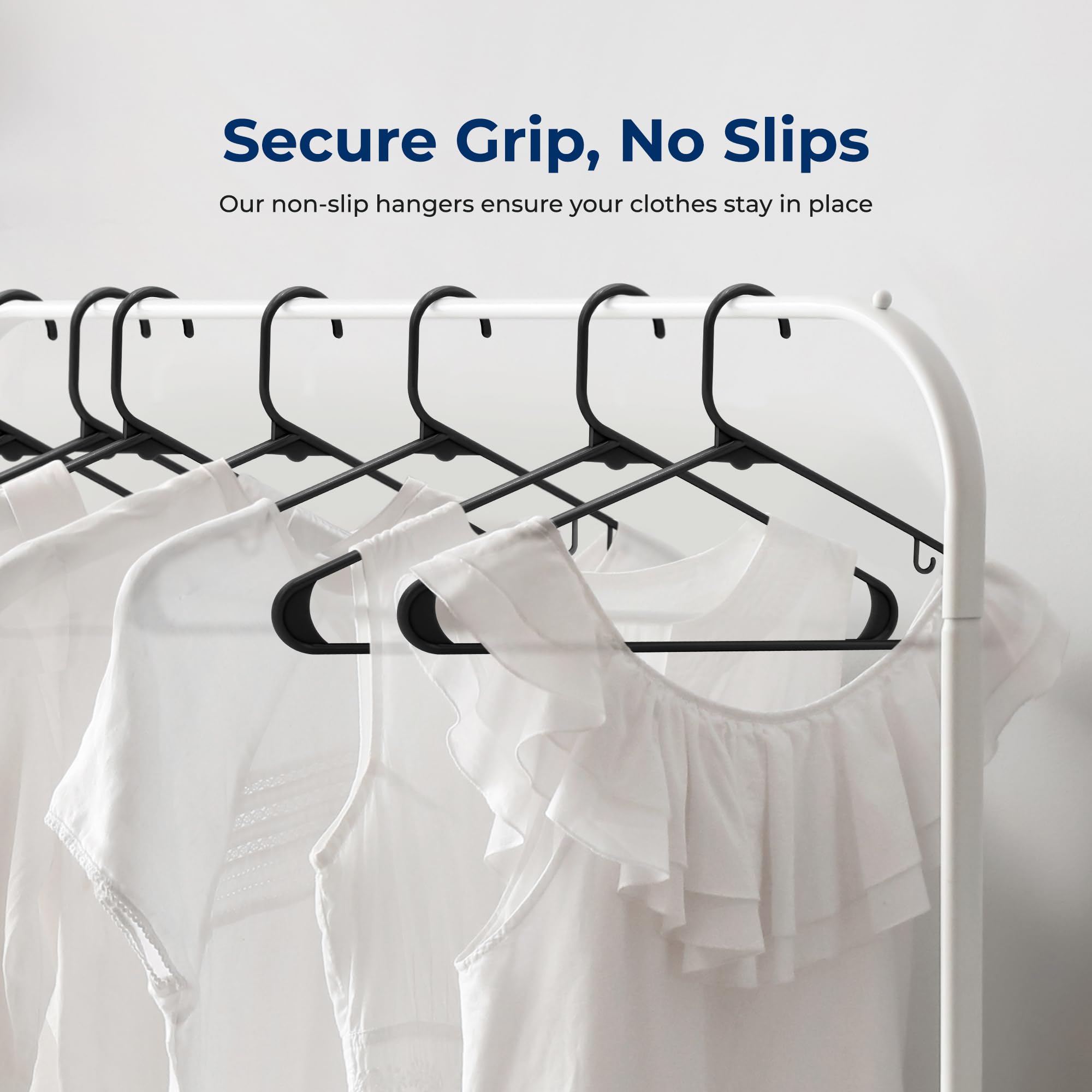 Serenelife 150 Pieces Plastic Hangers - Space Saving, Heavy Duty, Slim, Clothes Hanger Set, Ideal For Laundy/Daily Use, Can Hold