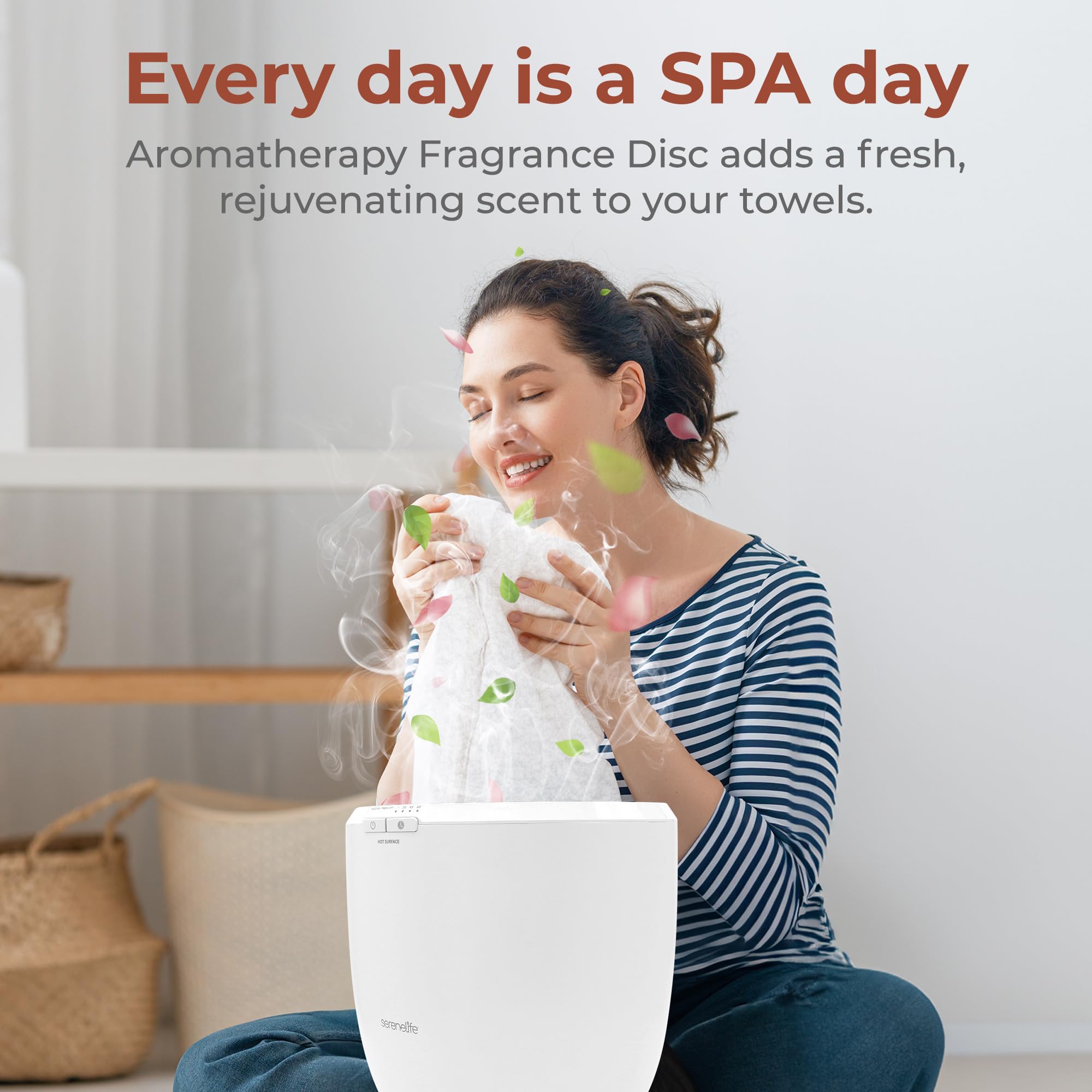 Serenelife Counter Towel Warmer Bucket - With Customized Fragrance For Spa And Bathroom, Luxury Towel Heater, Auto Shut Off, Fit