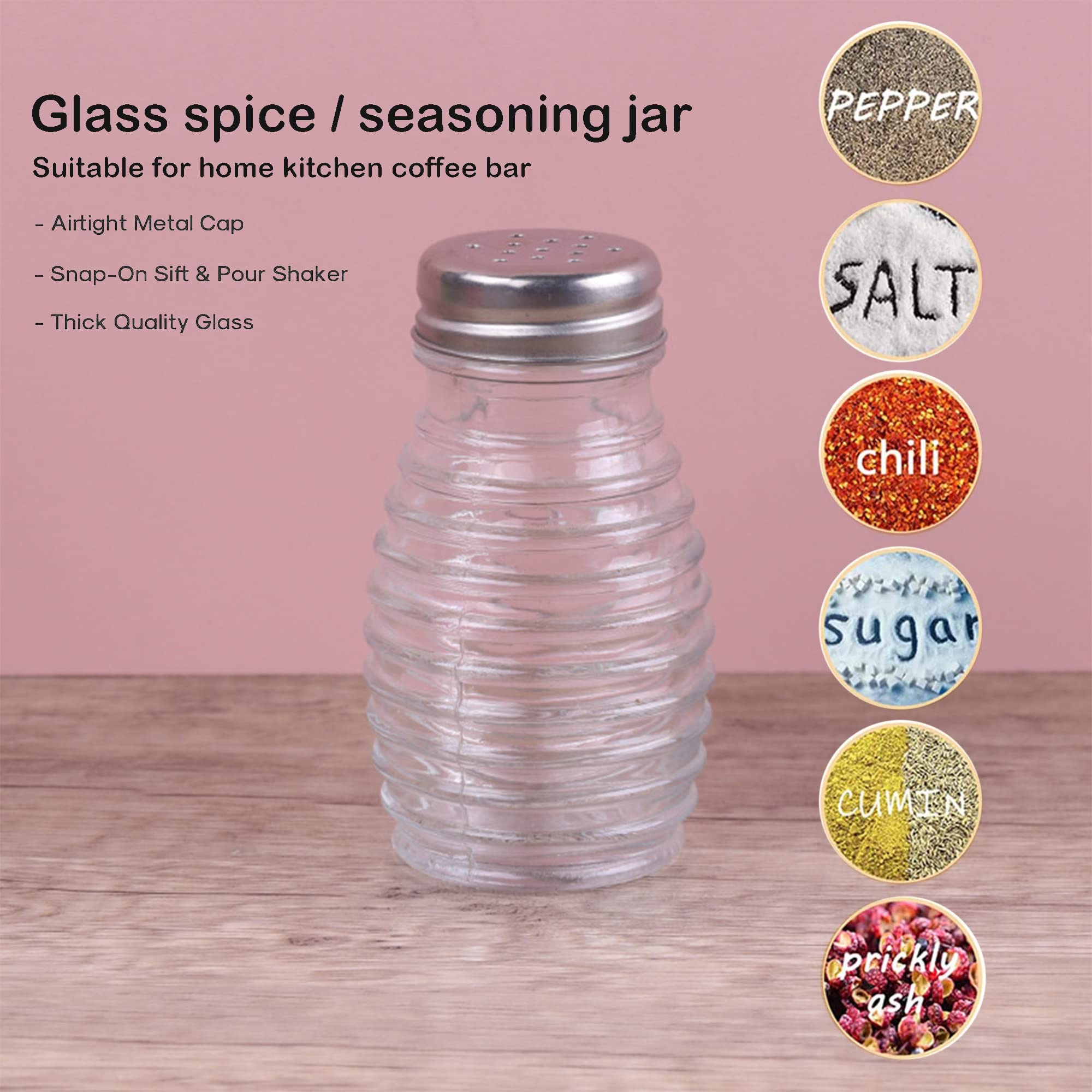 1St Choice Salt And Pepper Shakers With Stainless Tops Set Of 2 (Striped Oval Shakers)