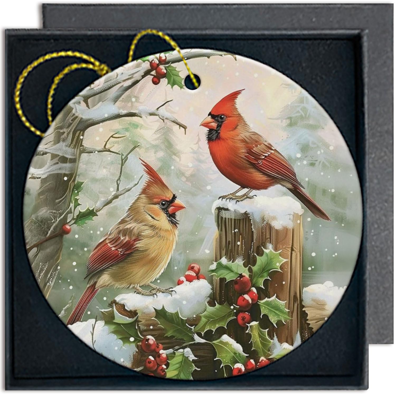 Cardinal Christmas Ornaments for Tree - Red Birds Decorative Hanging Decor