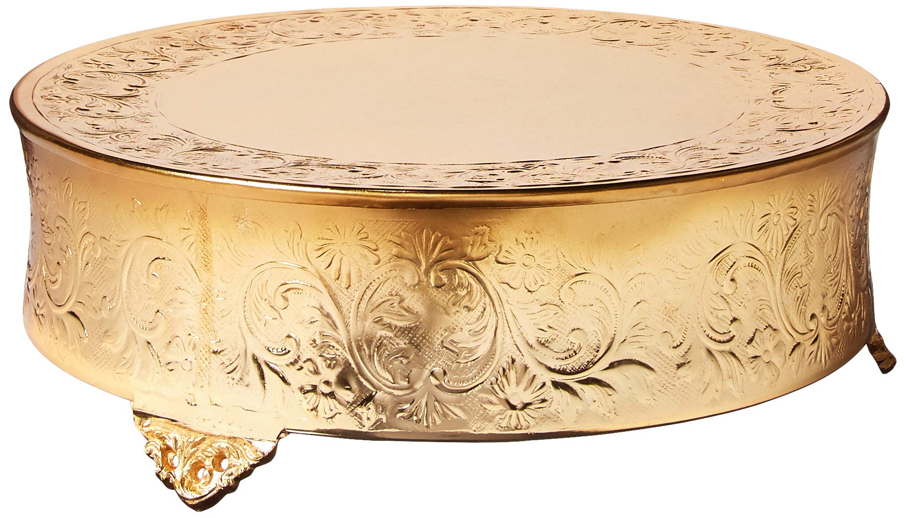 Elegance Round Ornate Wedding Cake Stand, 18, Gold
