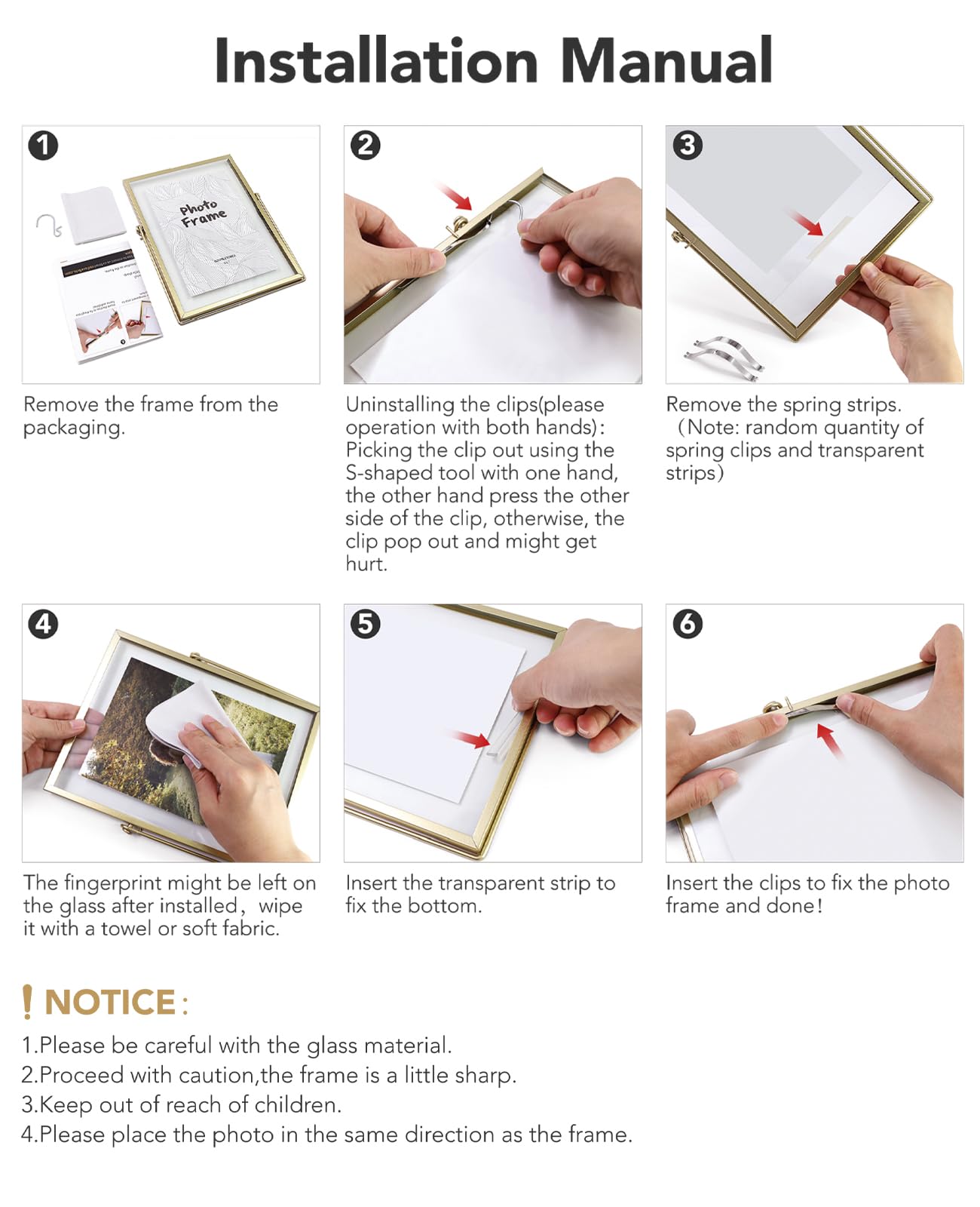 AceList Picture Frame Set of 2 for 8x10 Picture - Gold Metal Floating Photo Frame with Glass Cover - 10x12 Frame Gold Picture Fr