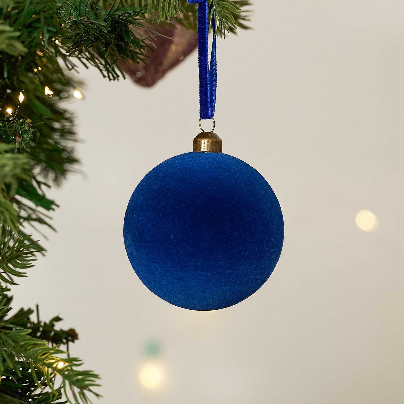 DN DECONATION Christmas Tree Ornaments Set of 9, Blue Velvet Decorative Hanging Ball Ornaments, 3.14    Plastic Christmas Ball f