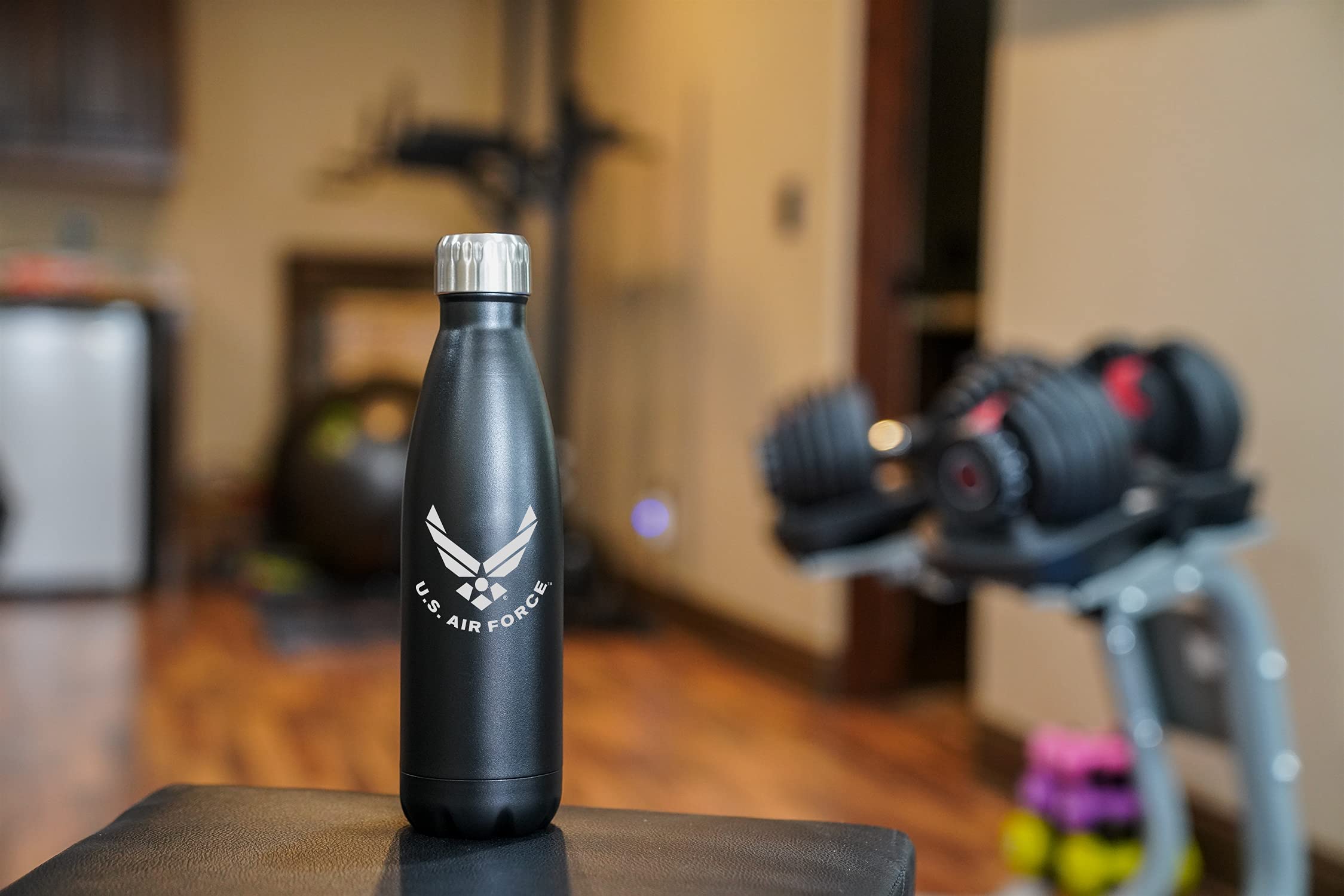 US Air Force 17oz Double Wall Vacuum Insulated Stainless Steel Airman Water Bottle - Perfect for USAF PT and Outdoor Sports