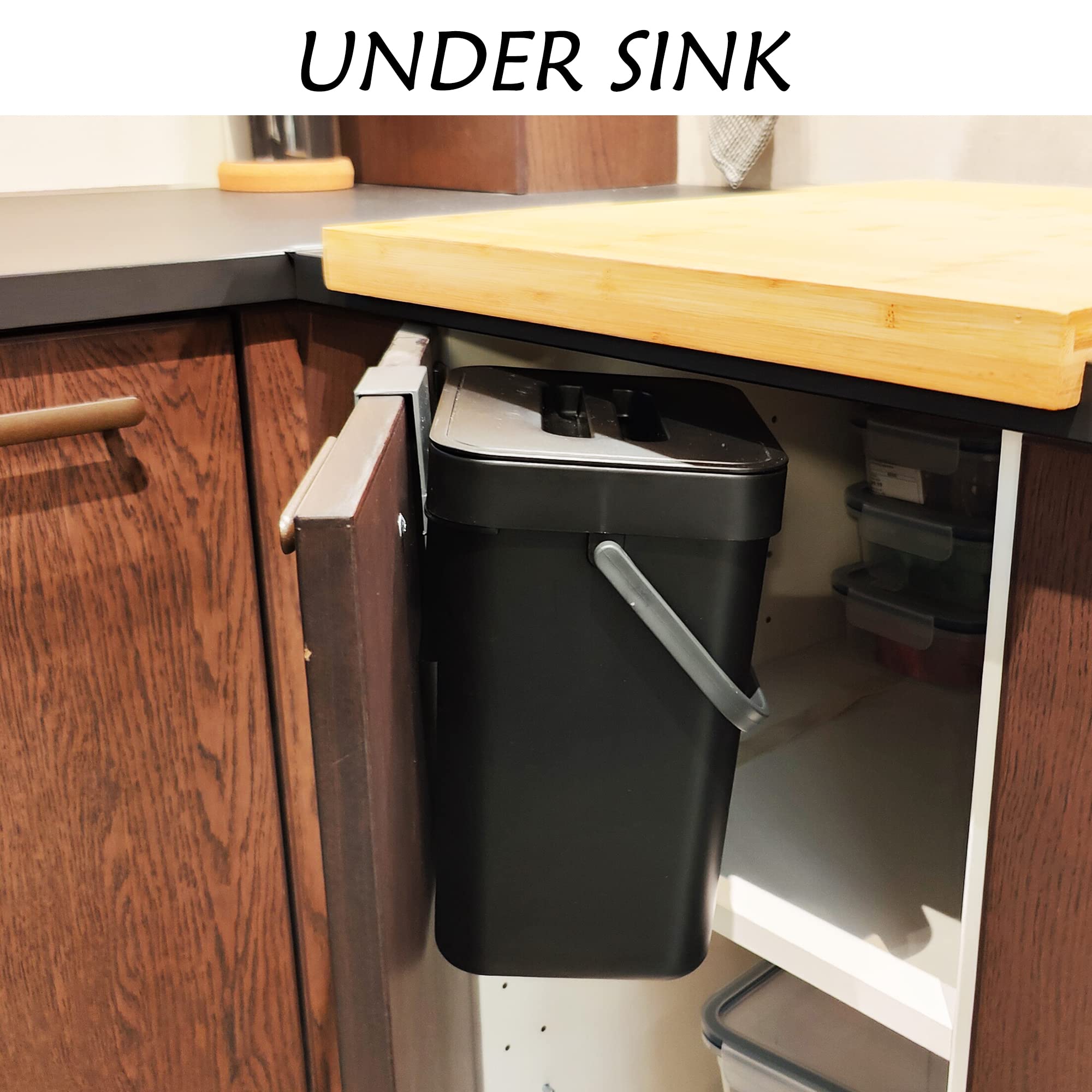 stonespace Kitchen Compost Bin for Countertop  Hanging Small Trash Can with Lid Under Sink for Kitchen Bathroom  Mountable Compost Bucket  Black