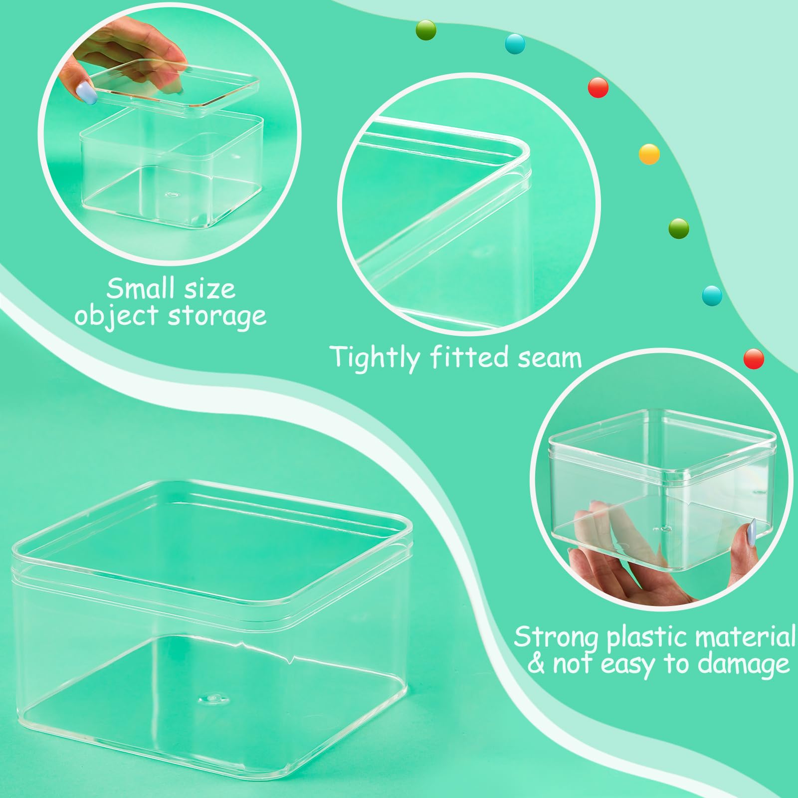 Juexica 12 Pcs Clear Acrylic Box with Lid Plastic Small Acrylic Boxes Decorative Storage Box Jewelry Display Mini Clear Containe