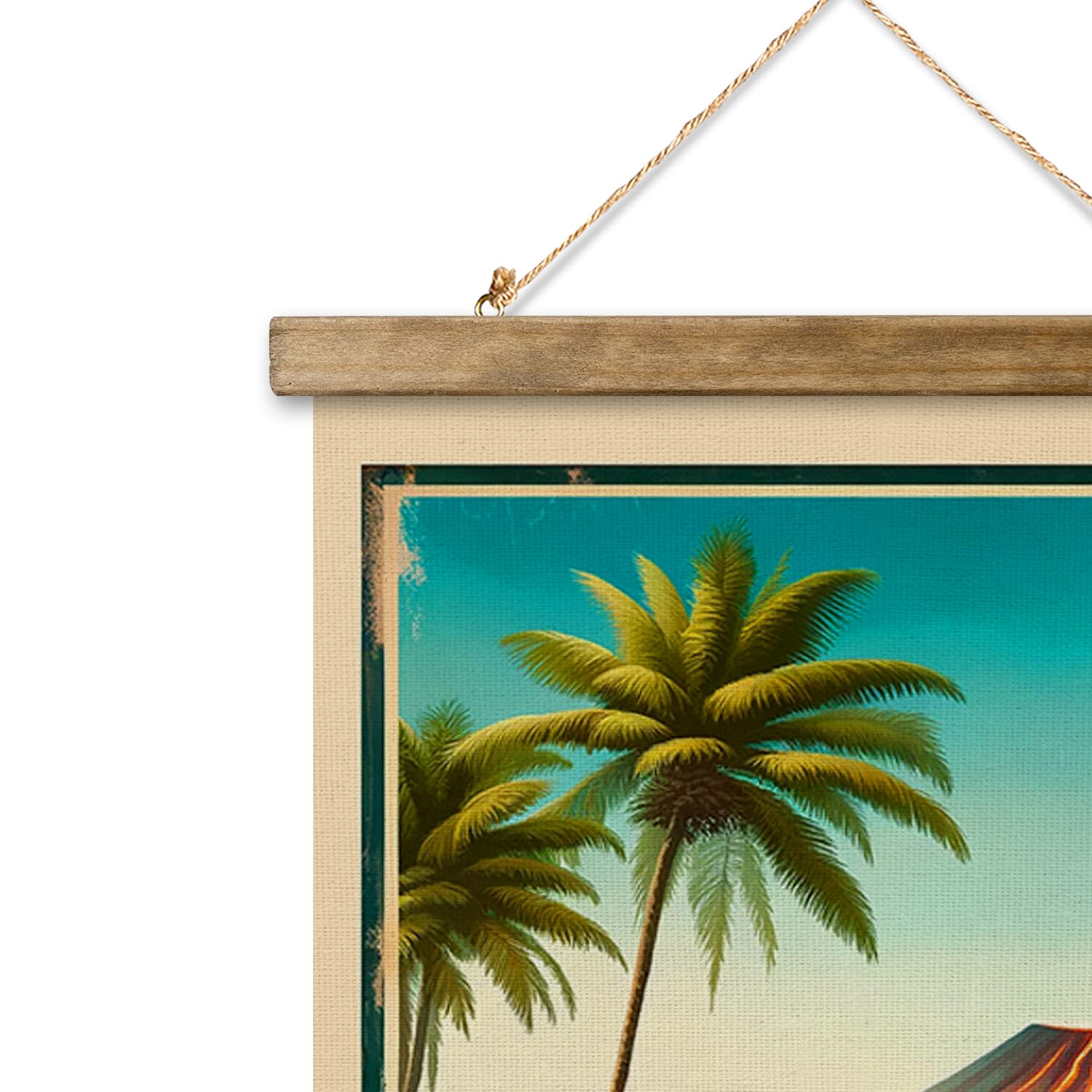 Xiaoaika Vintage Hawaii Volcanoes National Park National Park Travel Poster With Wooden Scroll Frame - Living Room, Bedroom, Hom