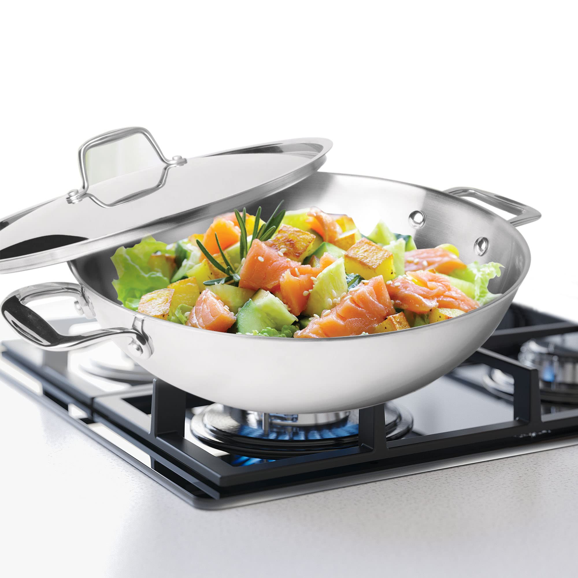 Milton Pro Cook Triply Stainless Steel 28 Cm Kadai With Lid, 4.6 Litres, 3 Layer Kadhai For Cooking, Induction Bottom And Gas St