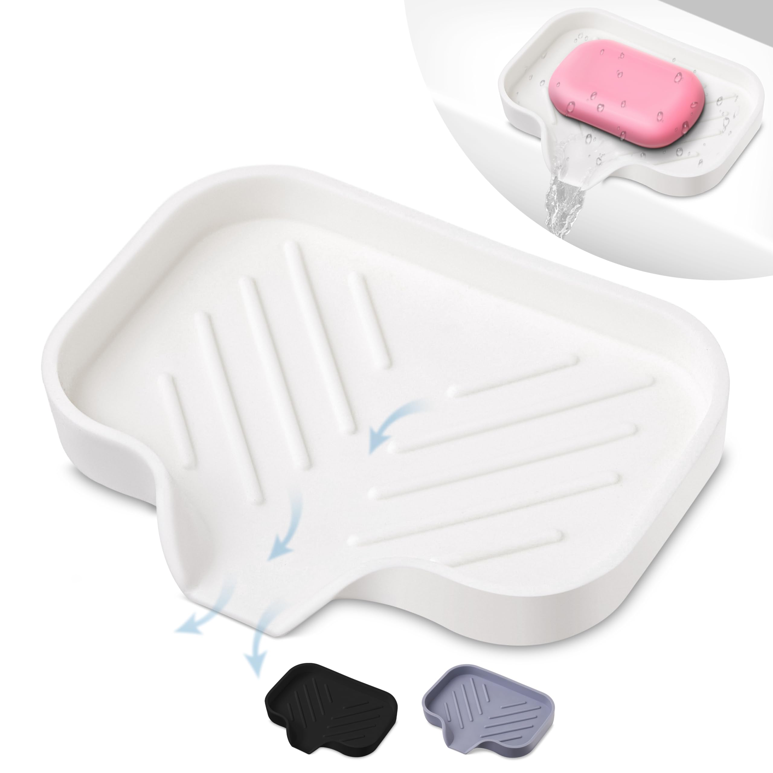 Silicone Soap Dish & Kitchen Soap Tray - Self Draining Soap Dish, Soap Dish Shower | Silicone Soap Holder | Soap Holder For Kitc
