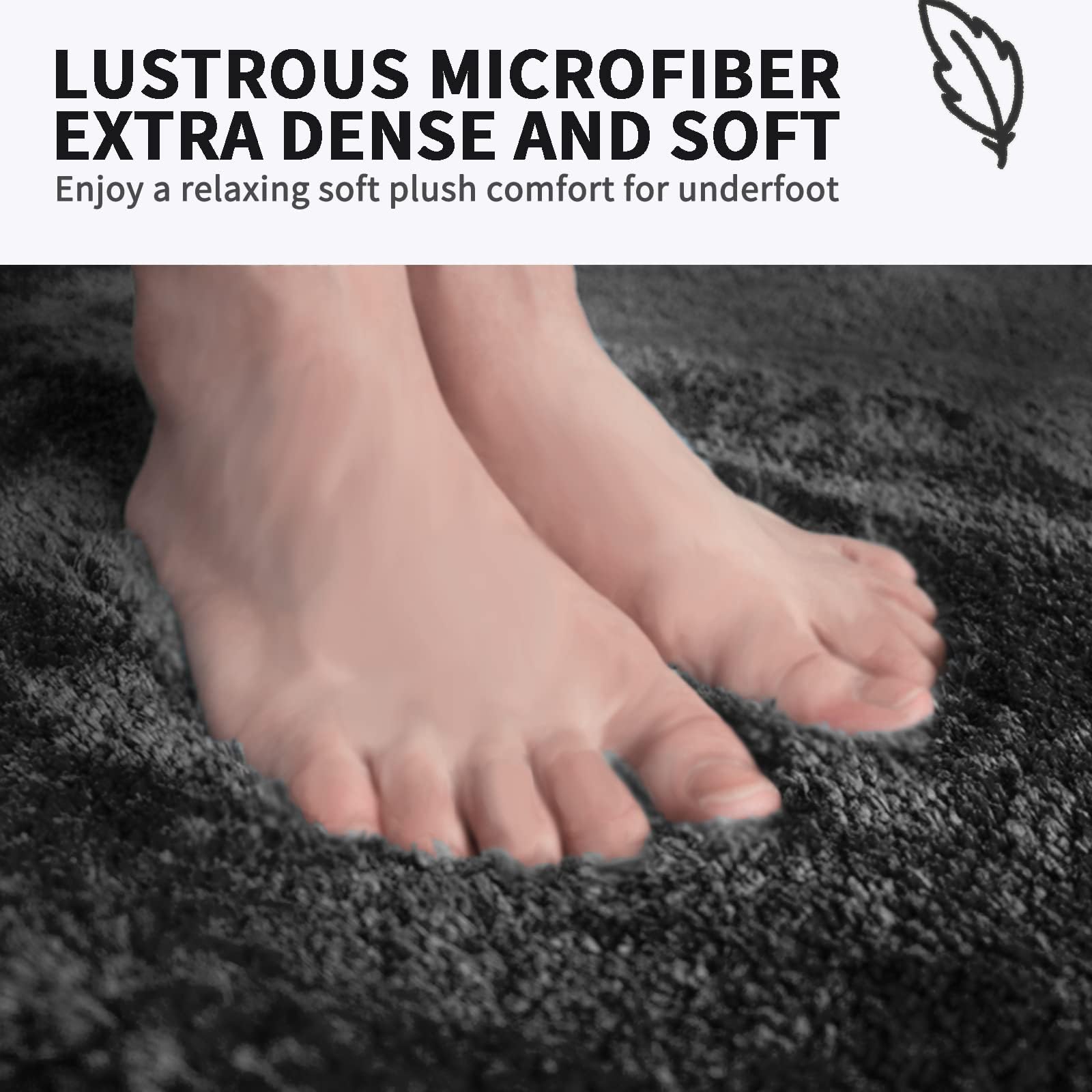 FIFU Bathroom Rug Mat Non Slip  Extra Soft and Absorbent Microfiber Bath Rugs  Plush Shaggy Bath Carpet Runner  Machine Washable  Bath Mats for Bathroom  Tub and Shower  24x48 Inches Black