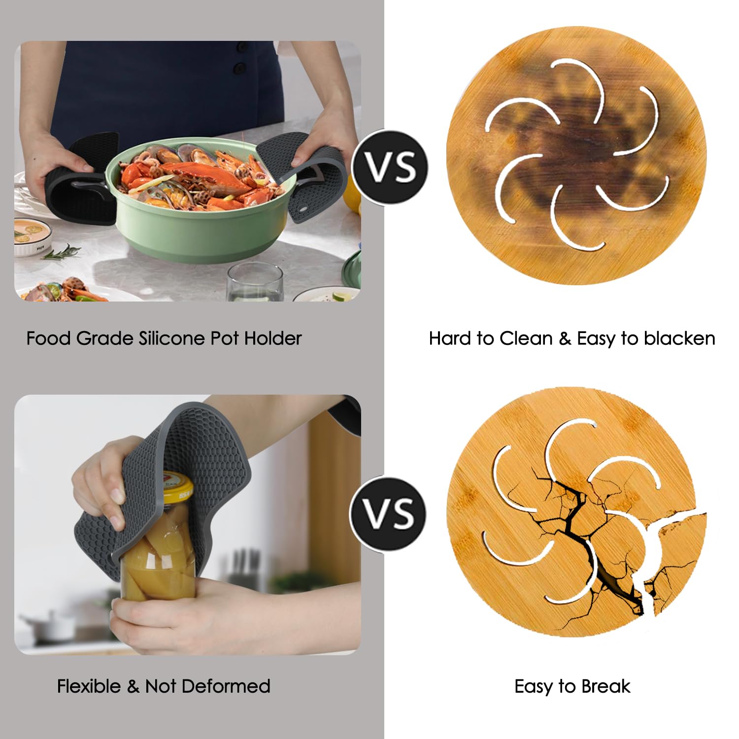 Silicone Trivet Mats, 4 Pack Silicone Pot Holders For Hot Pan And Pot Pads, Heat Resistant Counter Mats For Tables, Countertops,